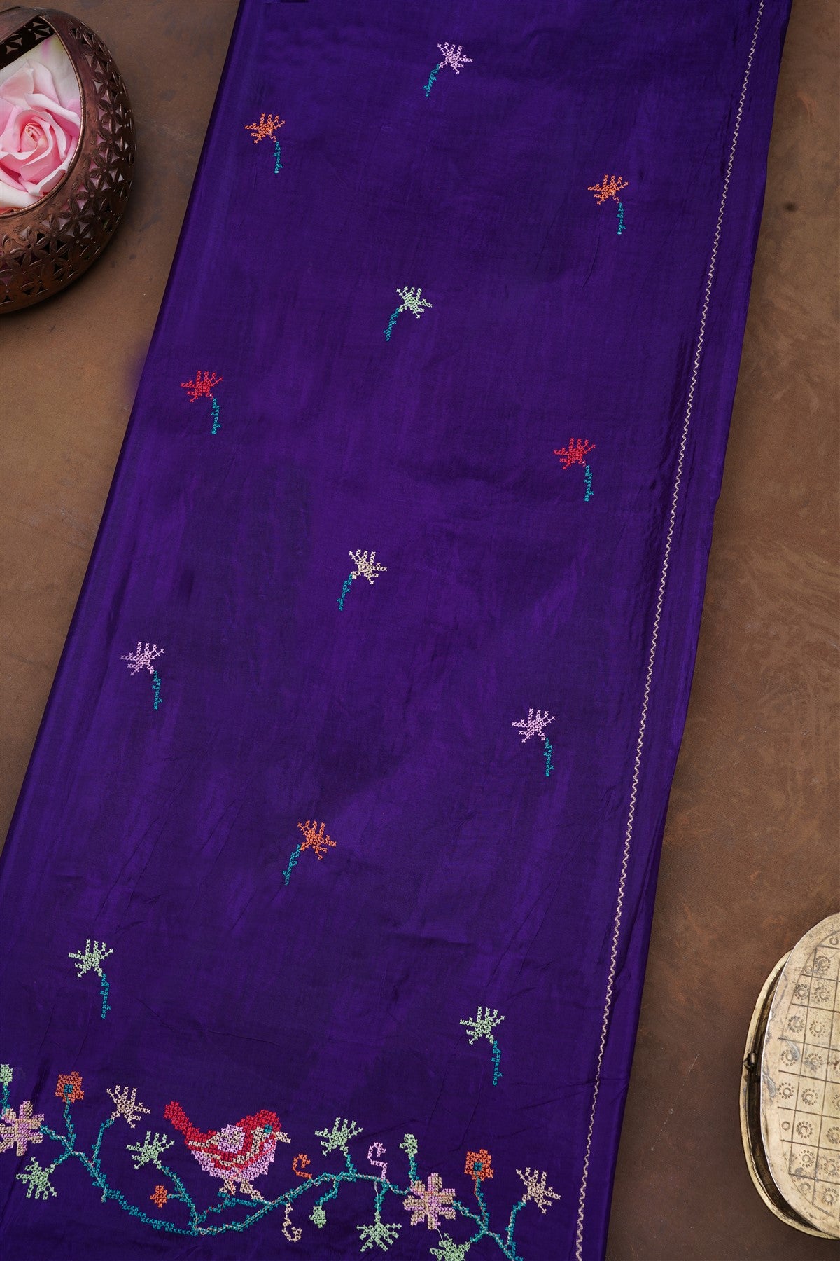 Banarasi Mashru Violet Saree