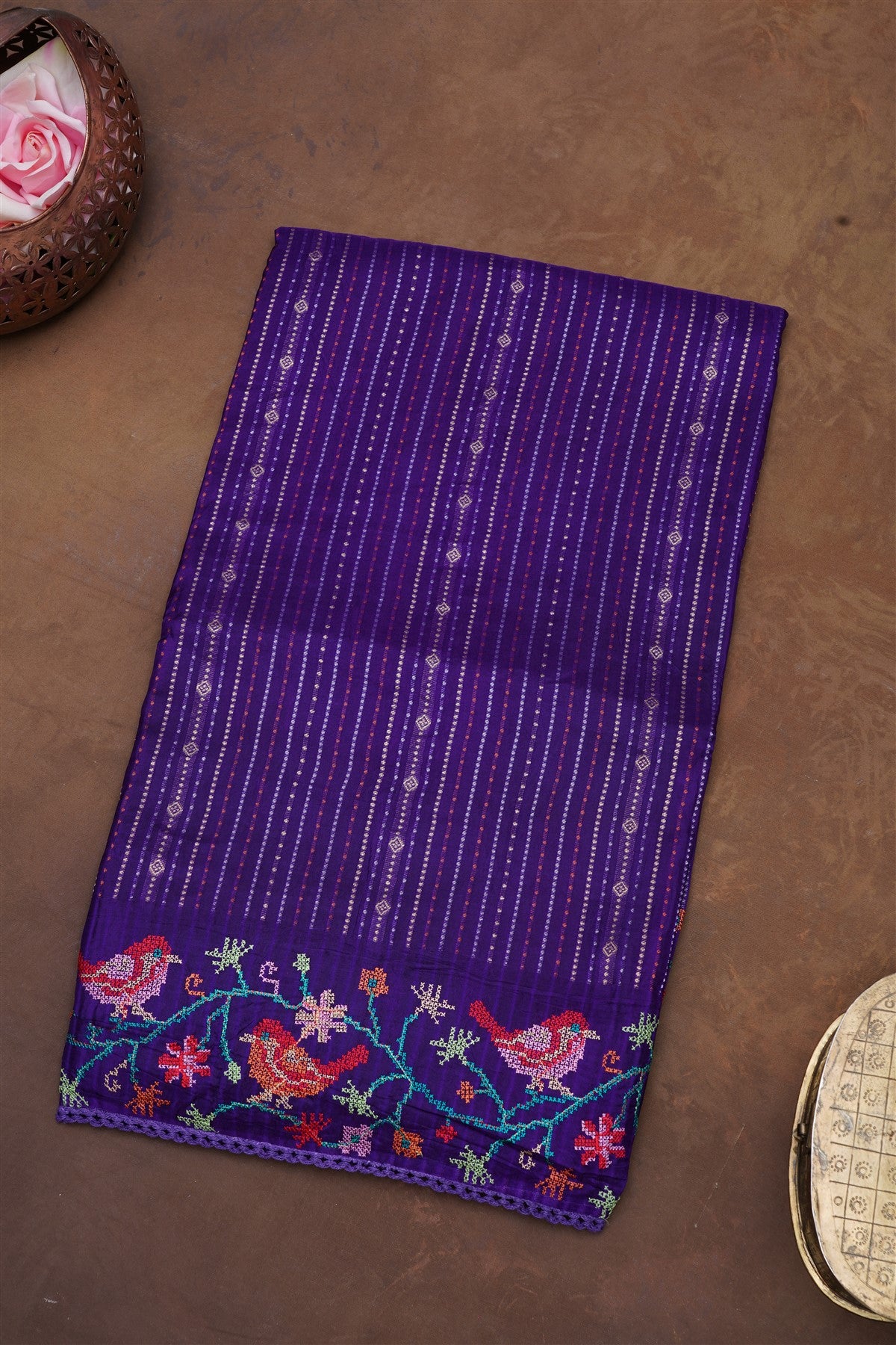 Banarasi Mashru Violet Saree