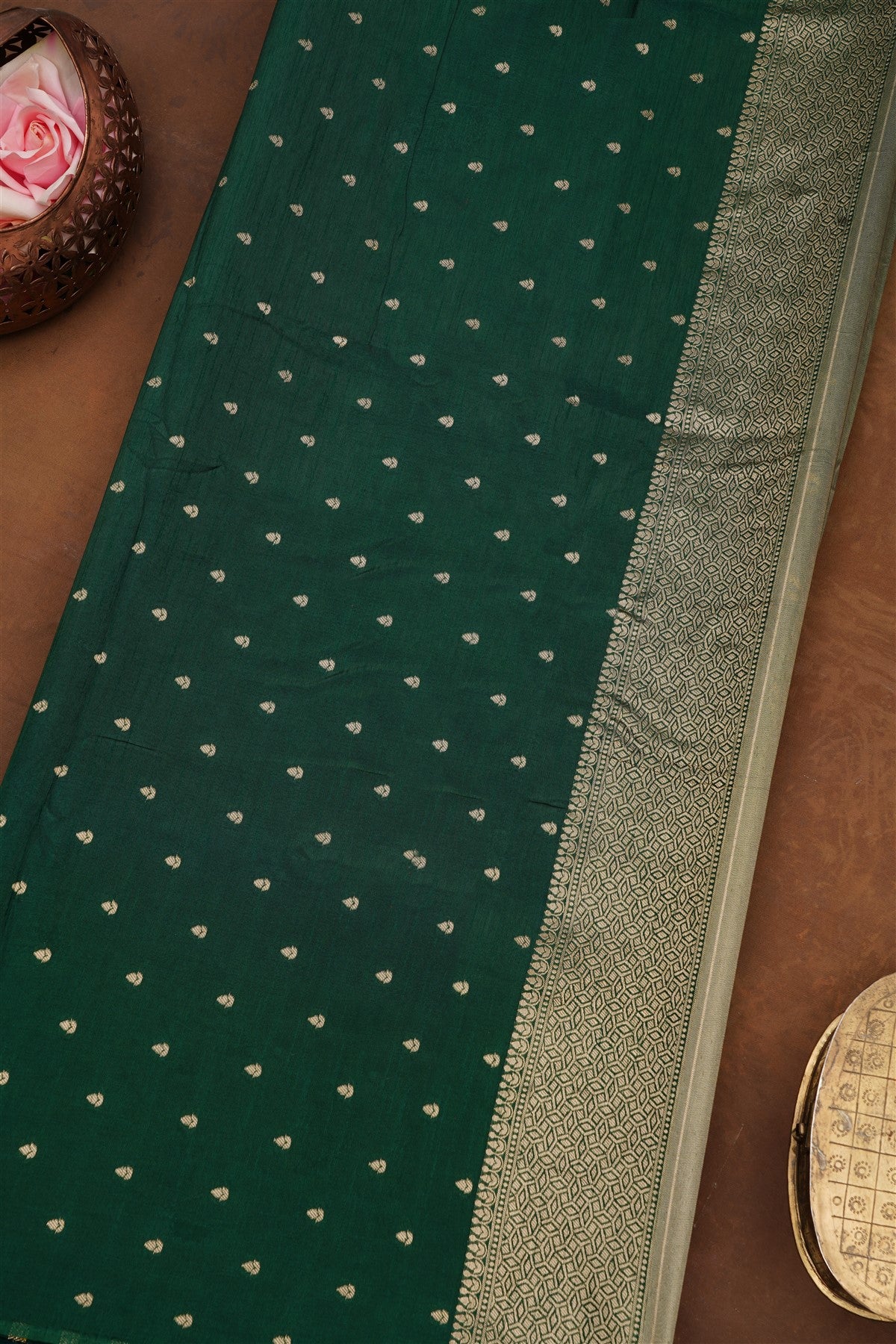 Banarasi Tissue Silk Dark Green Saree