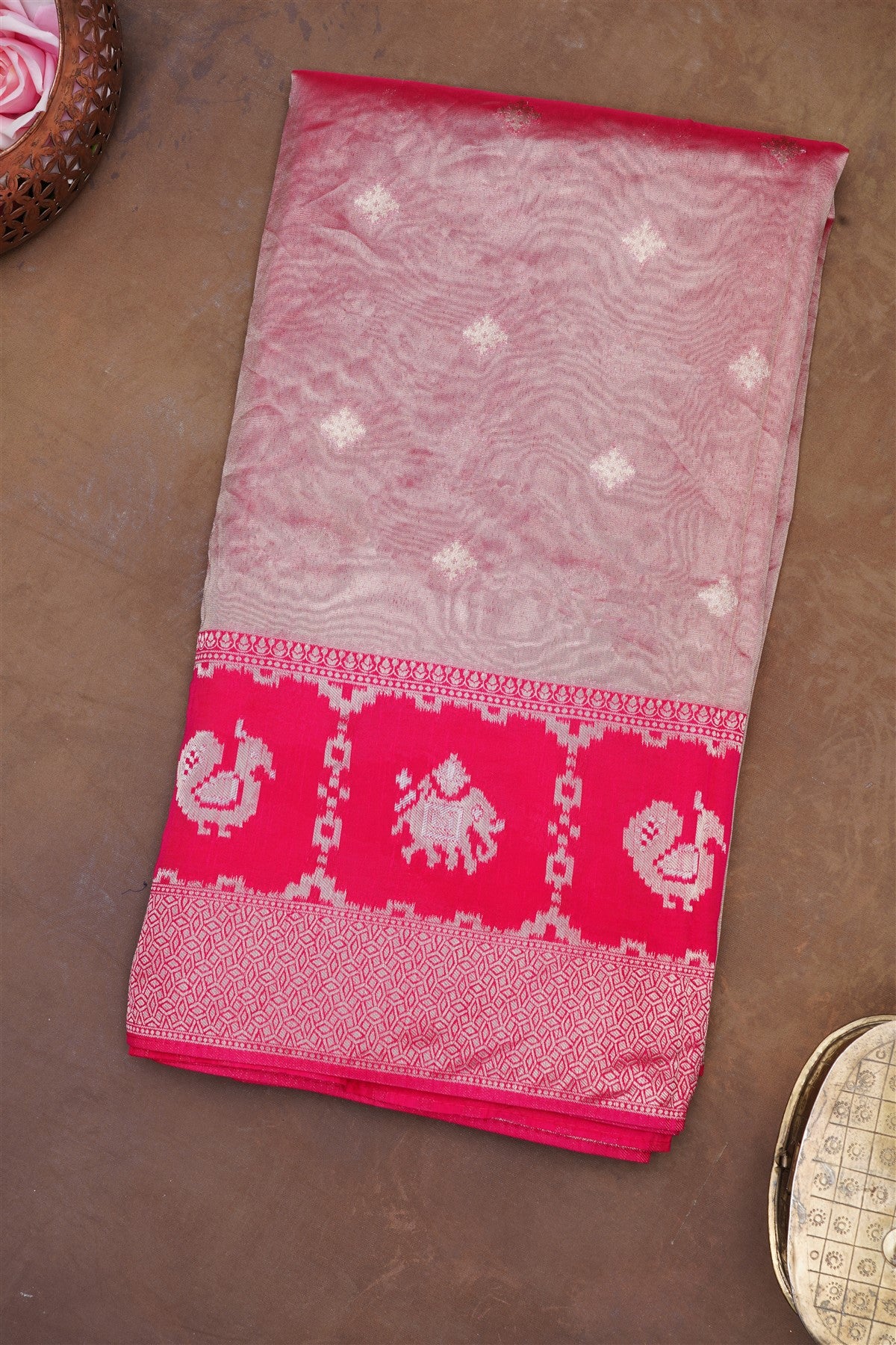 Banarasi Tissue Silk Dark Pink Saree