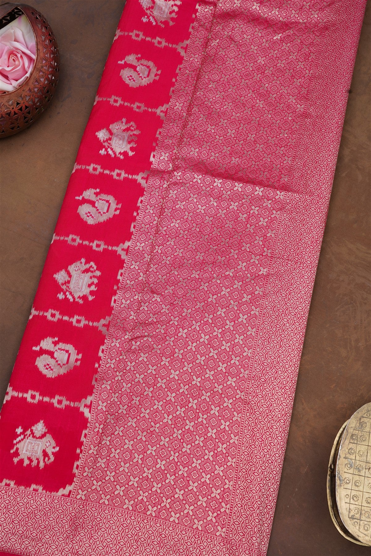 Banarasi Tissue Silk Dark Pink Saree