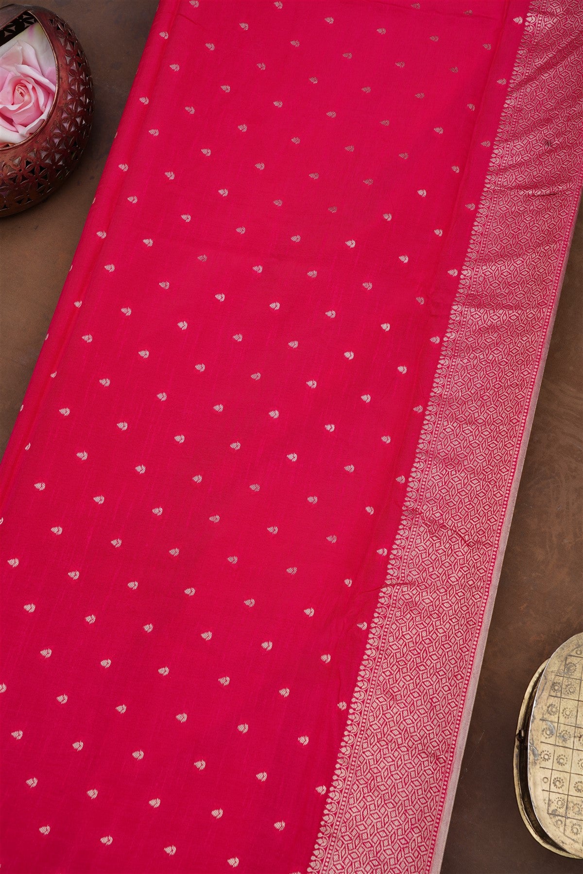 Banarasi Tissue Silk Dark Pink Saree