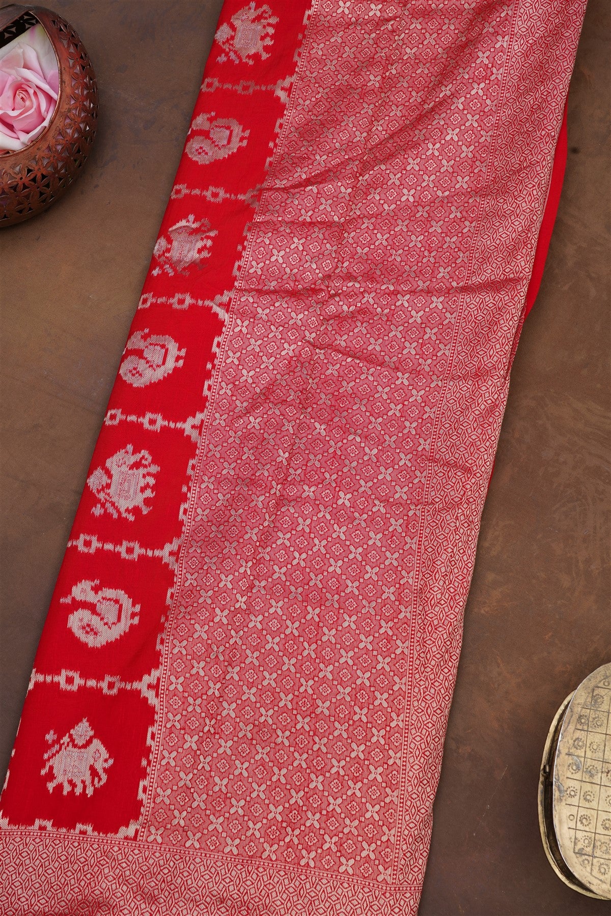 Banarasi Tissue Silk Red Saree