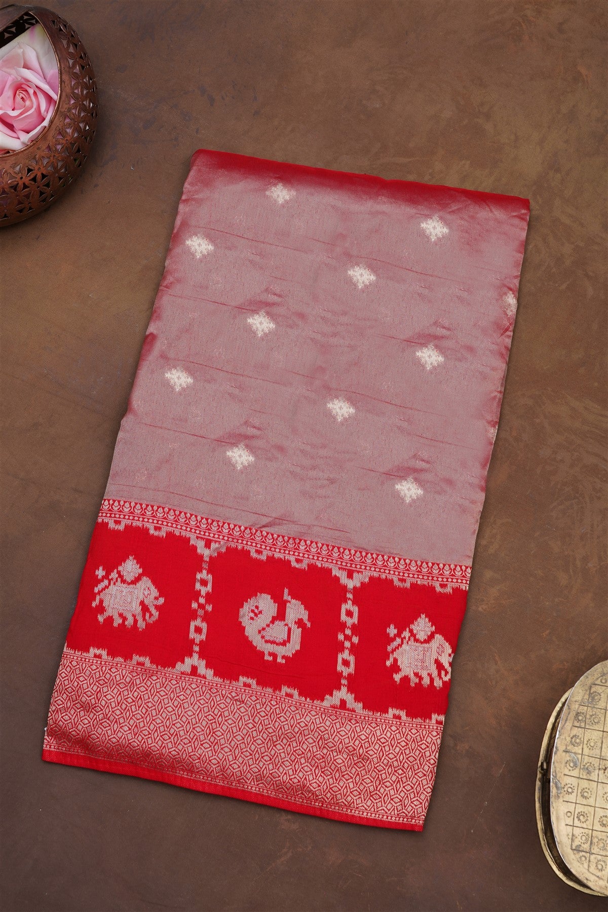 Banarasi Tissue Silk Red Saree