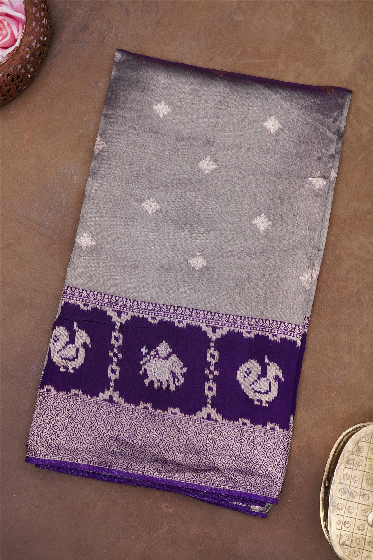 Banarasi Tissue Silk Violet Saree