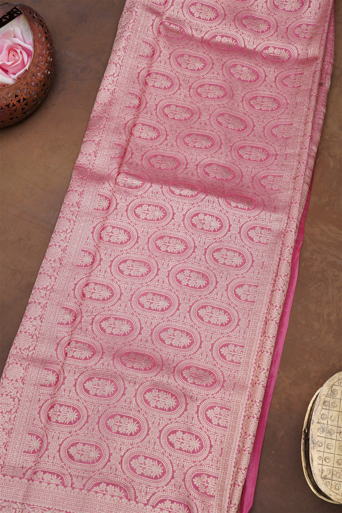 Banarasi Mashru Dusty Pink Saree