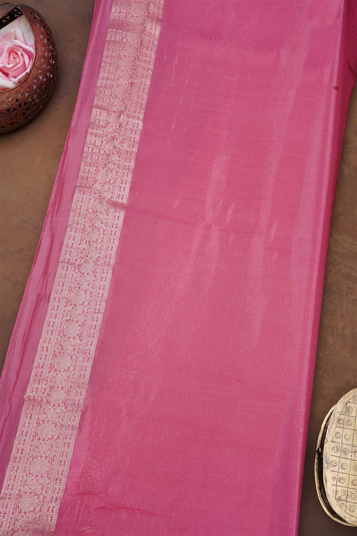 Banarasi Mashru Dusty Pink Saree