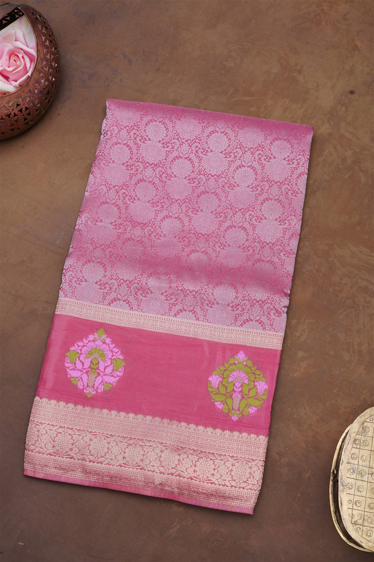 Banarasi Mashru Dusty Pink Saree