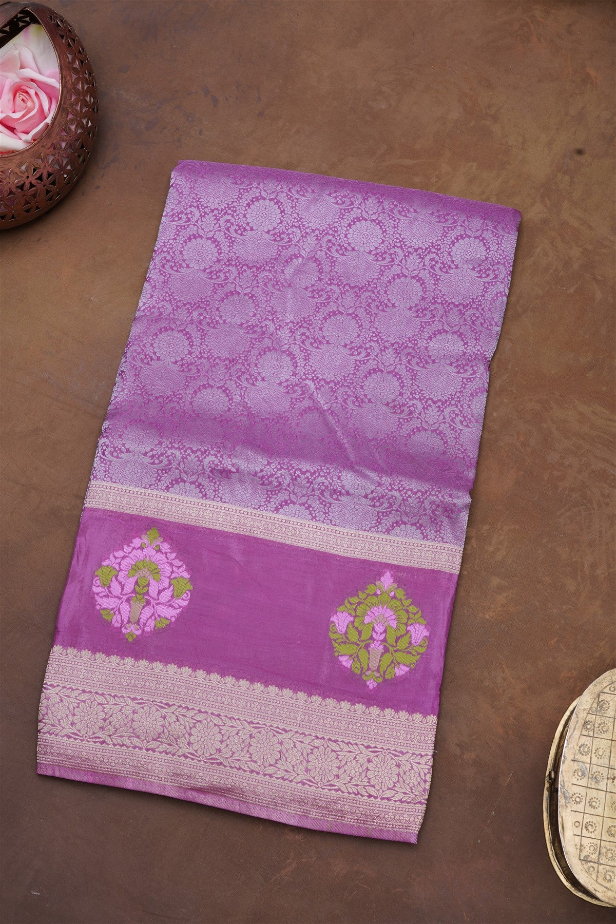Banarasi Mashru Light Purple Saree