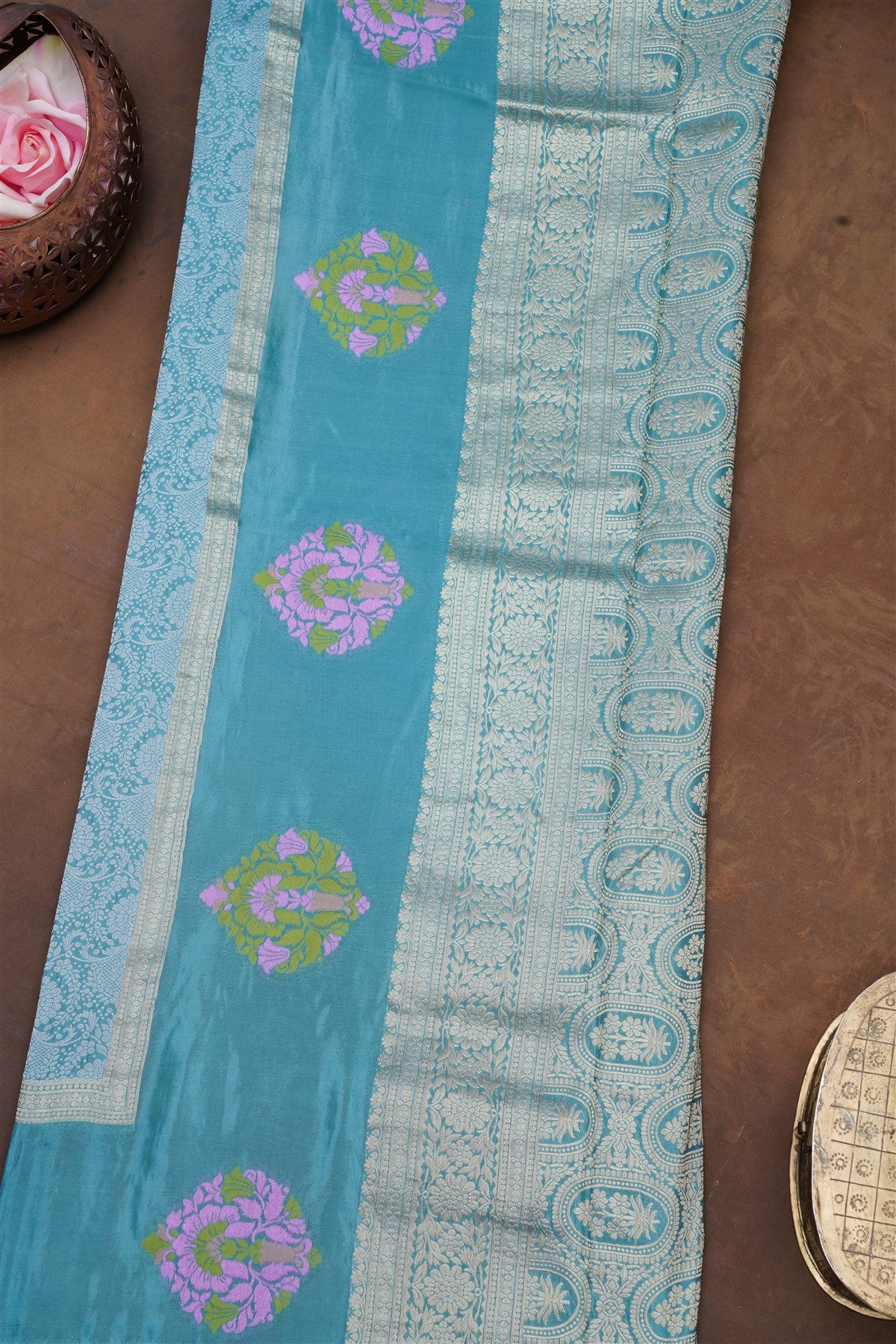 Banarasi Mashru Sea Green Saree