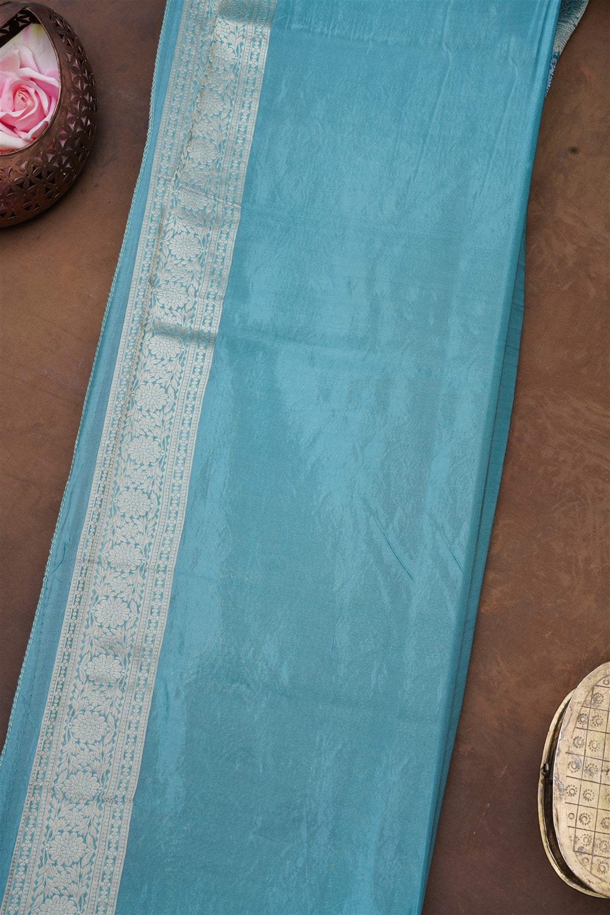 Banarasi Mashru Sea Green Saree