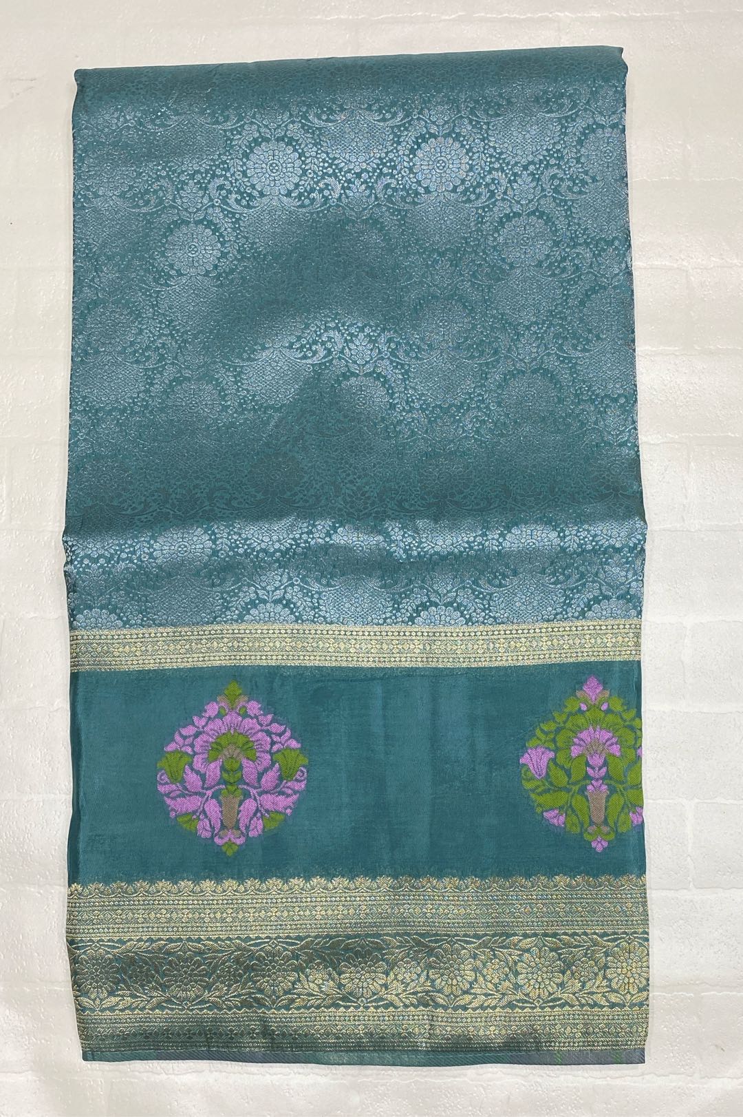 Banarasi Mashru Sea Green Saree
