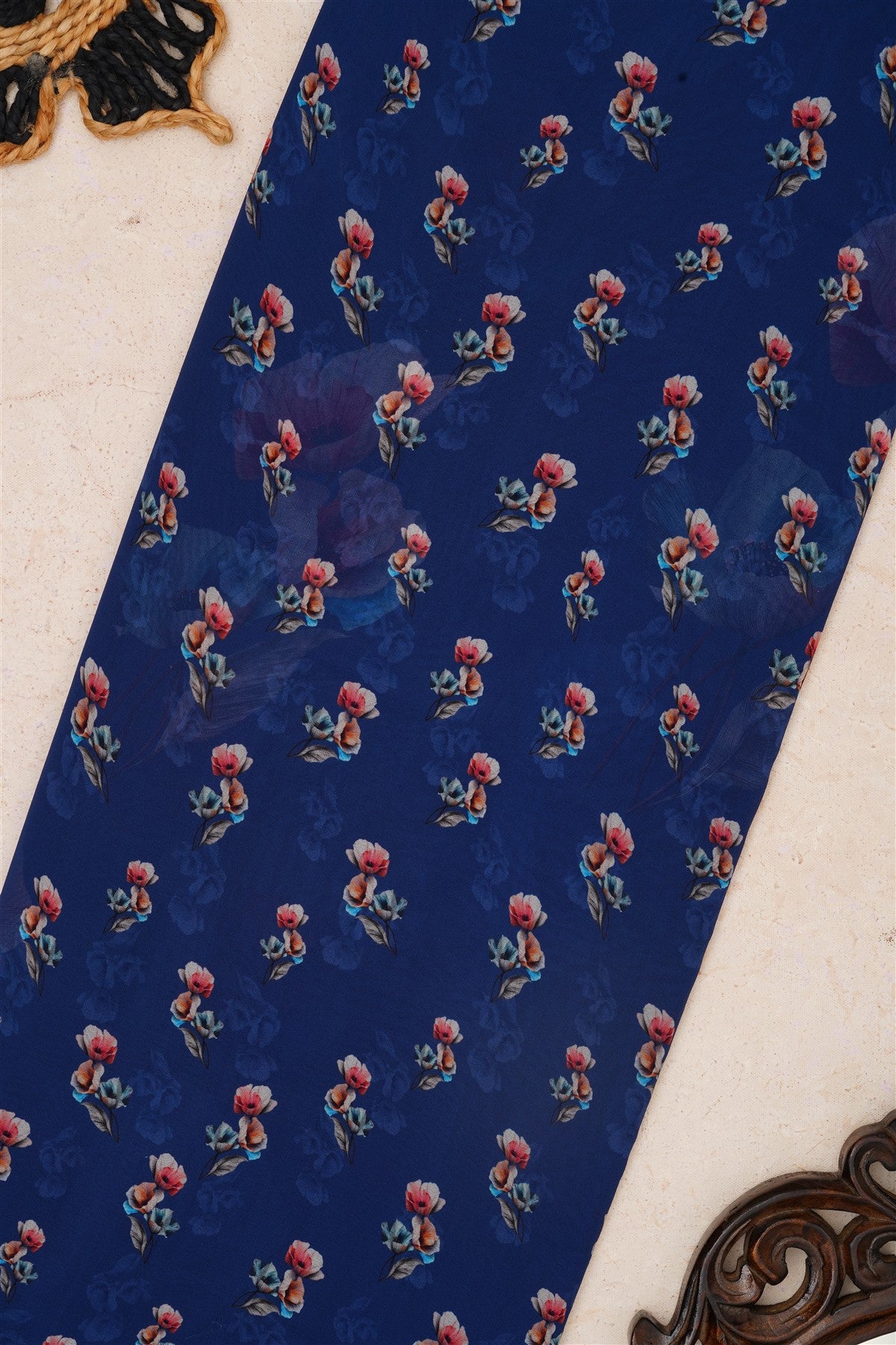 Fancy Georgette Dark Blue Saree