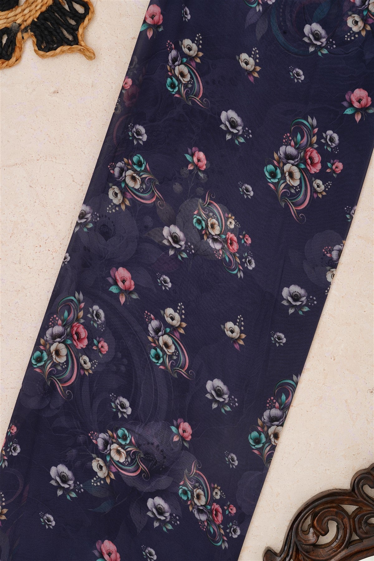 Fancy Georgette Dark Grey Saree