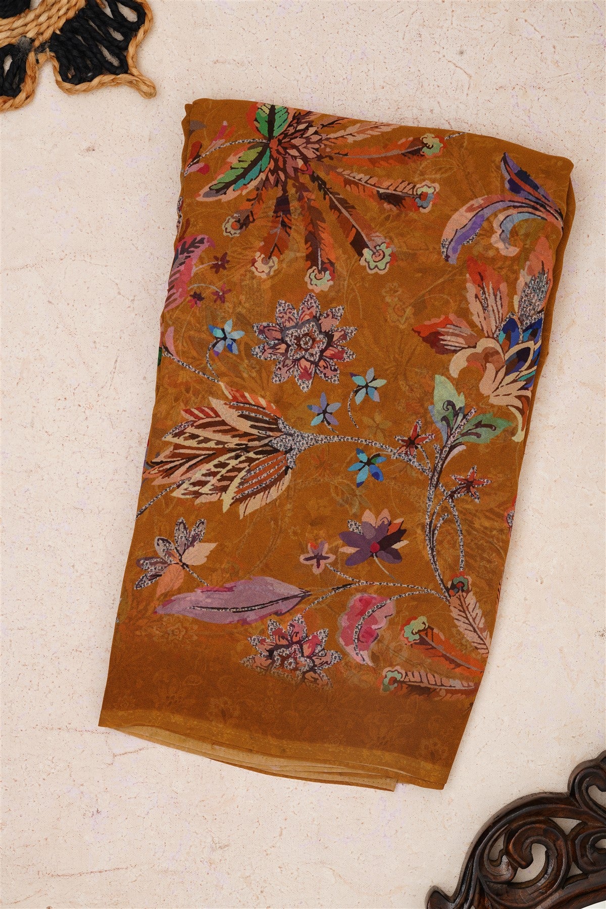 Fancy Georgette Khaki Saree