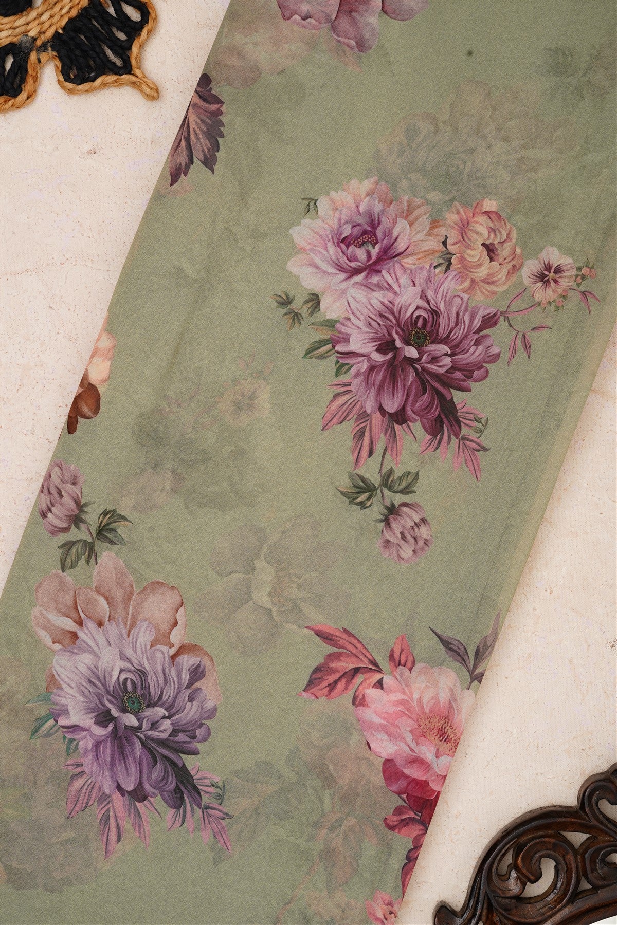 Fancy Georgette Pista Green Saree
