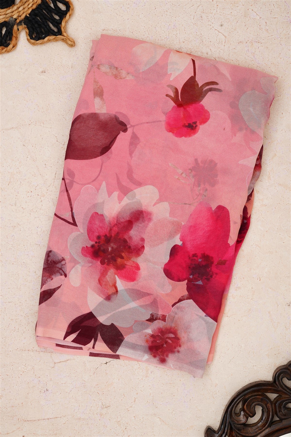 Fancy Georgette Light Pink Saree