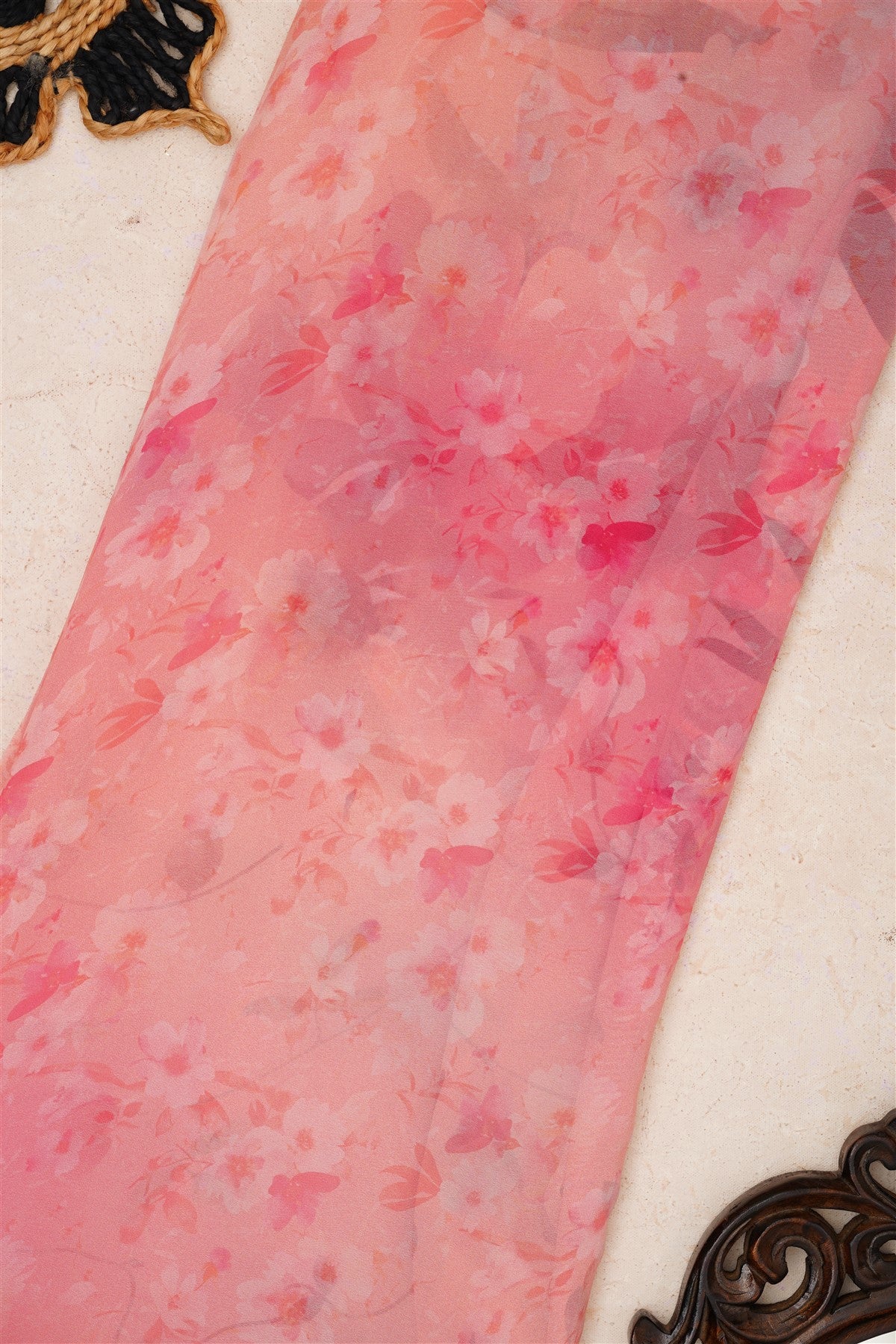 Fancy Georgette Light Pink Saree