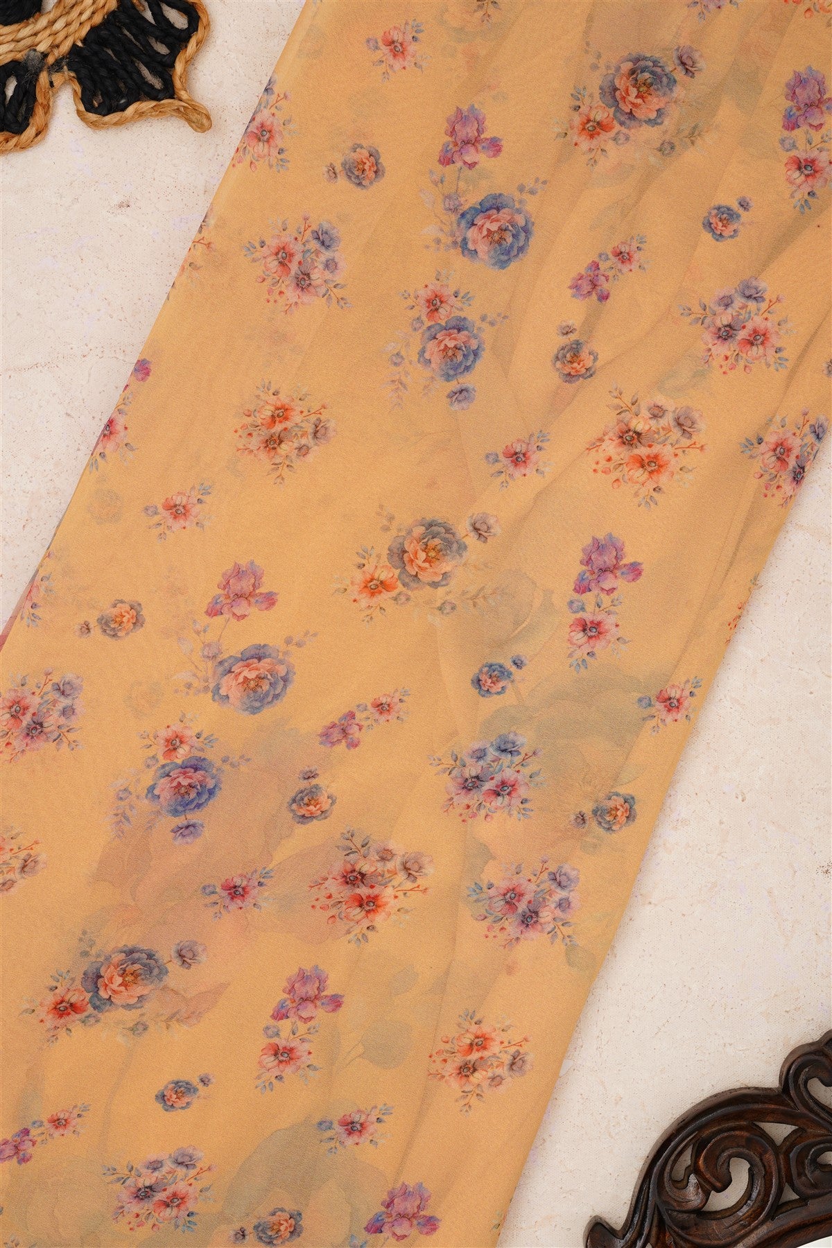 Fancy Georgette Light Yellow Saree