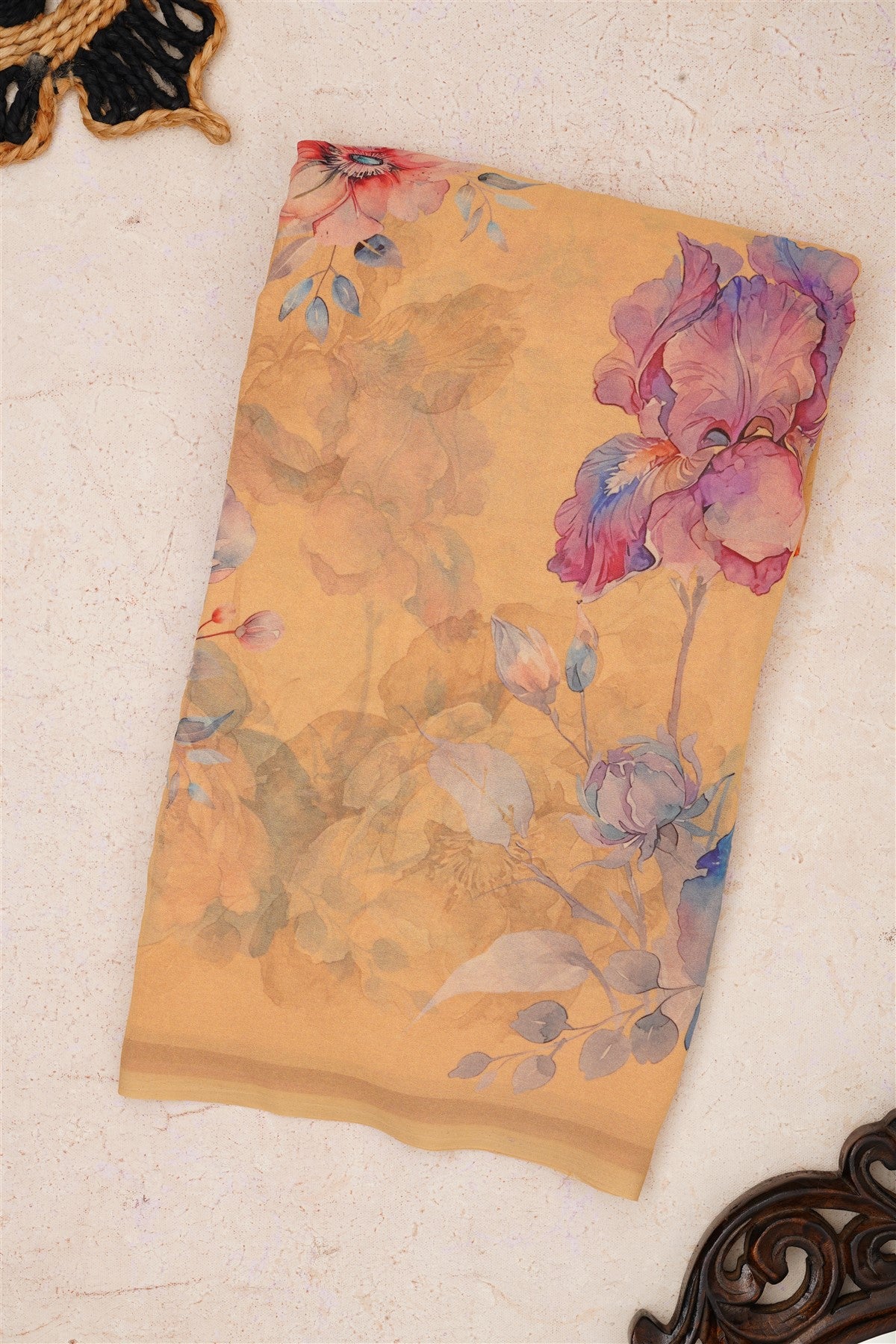 Fancy Georgette Light Yellow Saree