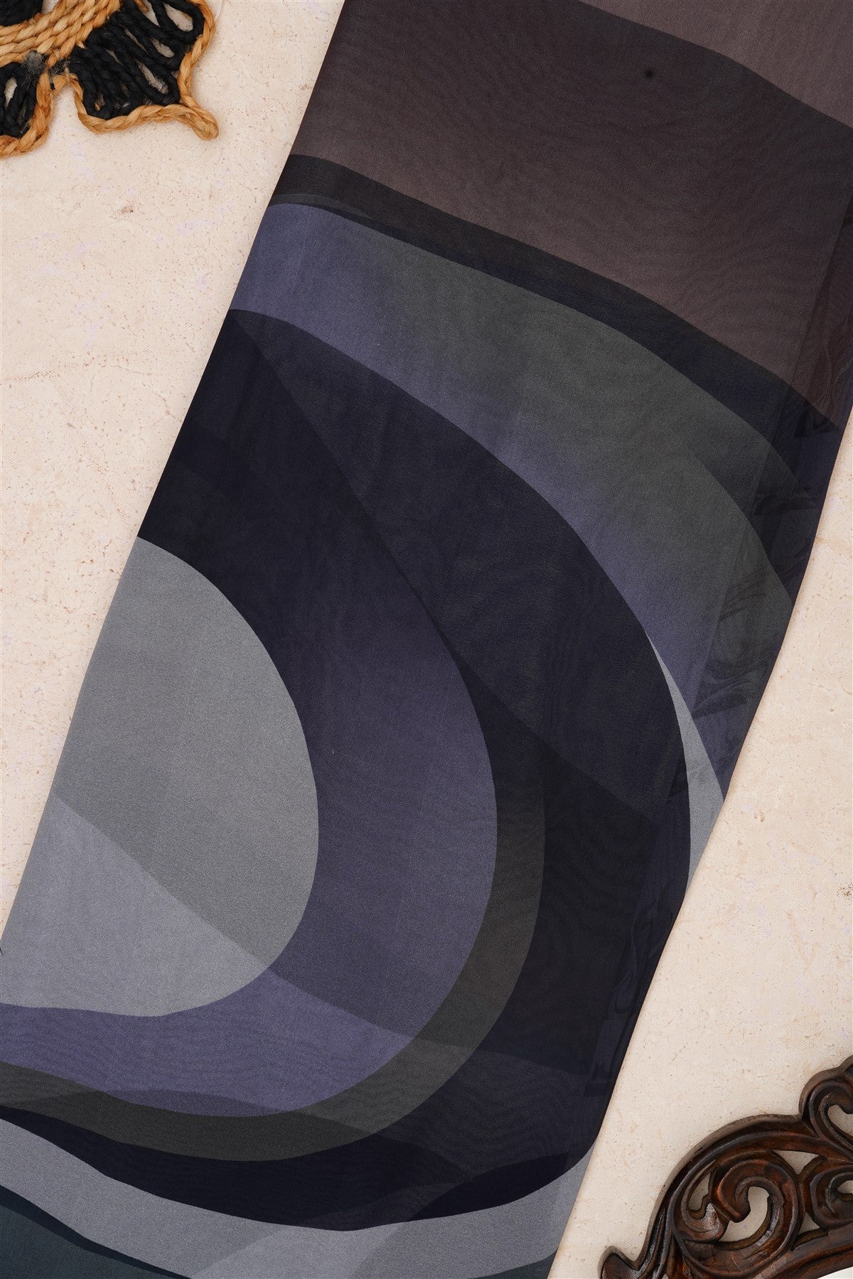Fancy Georgette Grey Saree