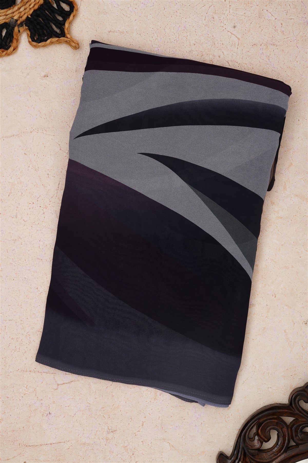 Fancy Georgette Grey Saree