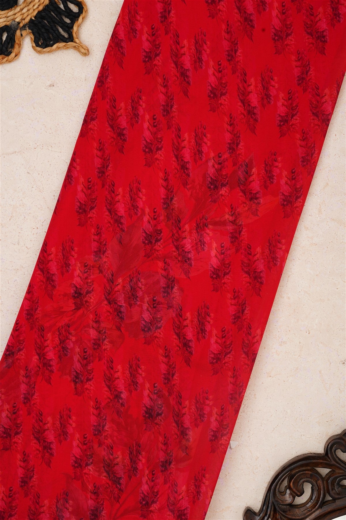 Fancy Georgette Red Saree