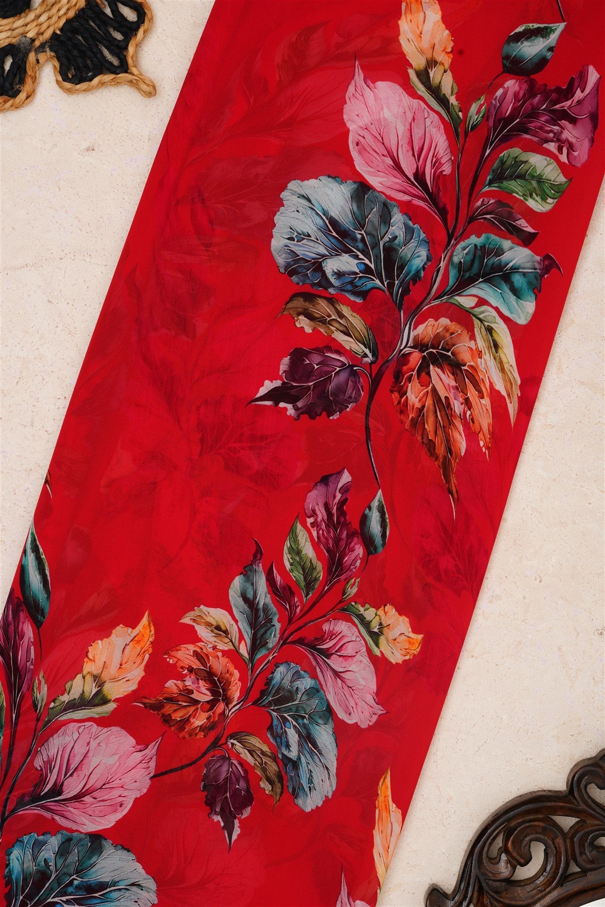 Fancy Georgette Red Saree