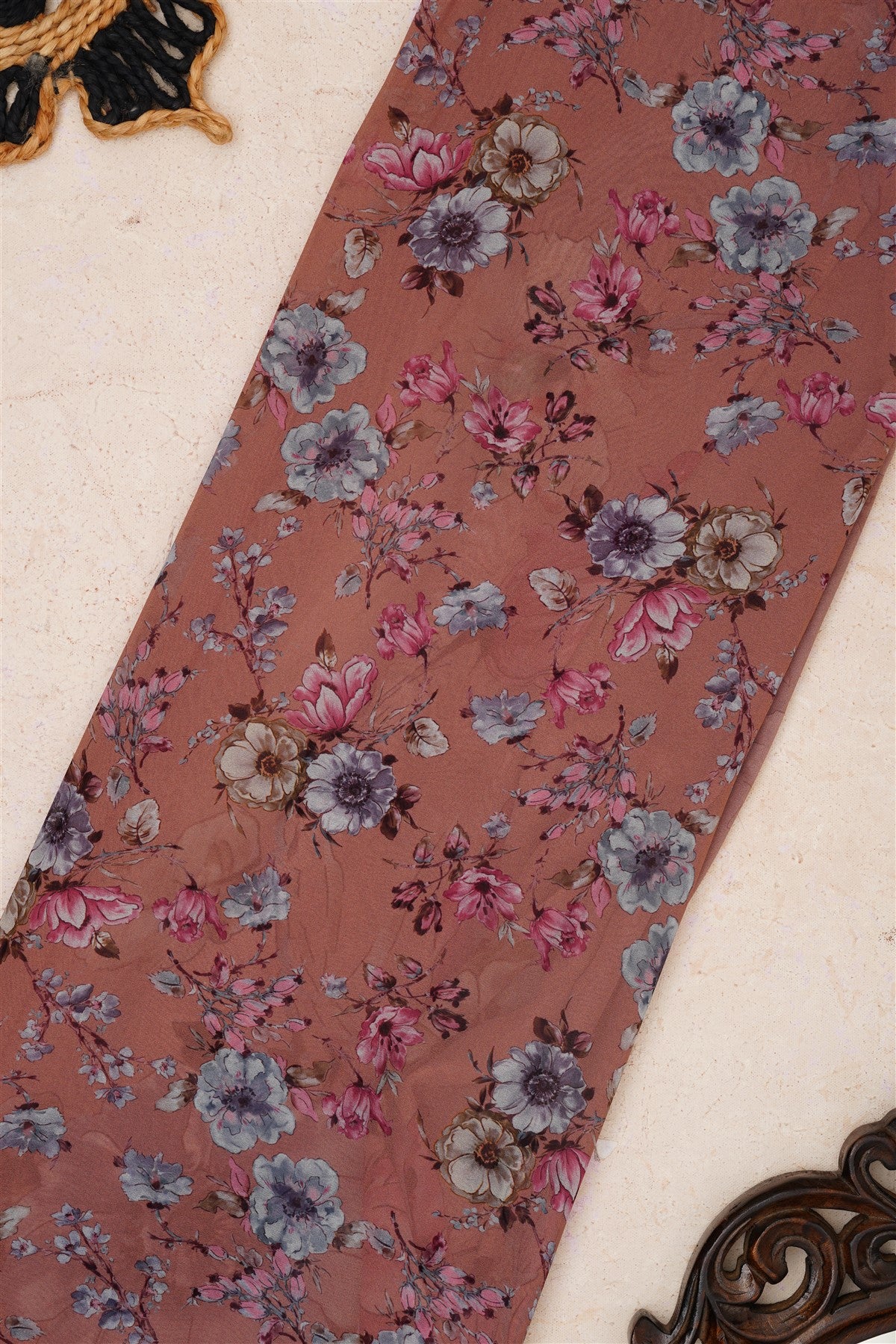 Fancy Georgette Light Brown Saree