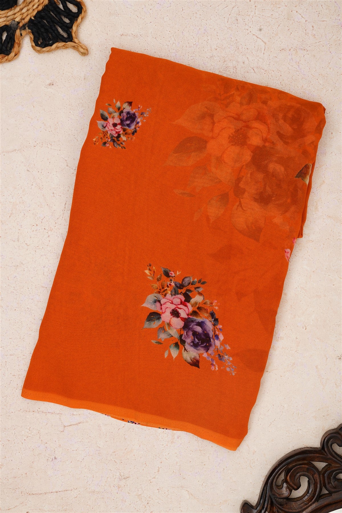Fancy Georgette Dark Mustard Saree