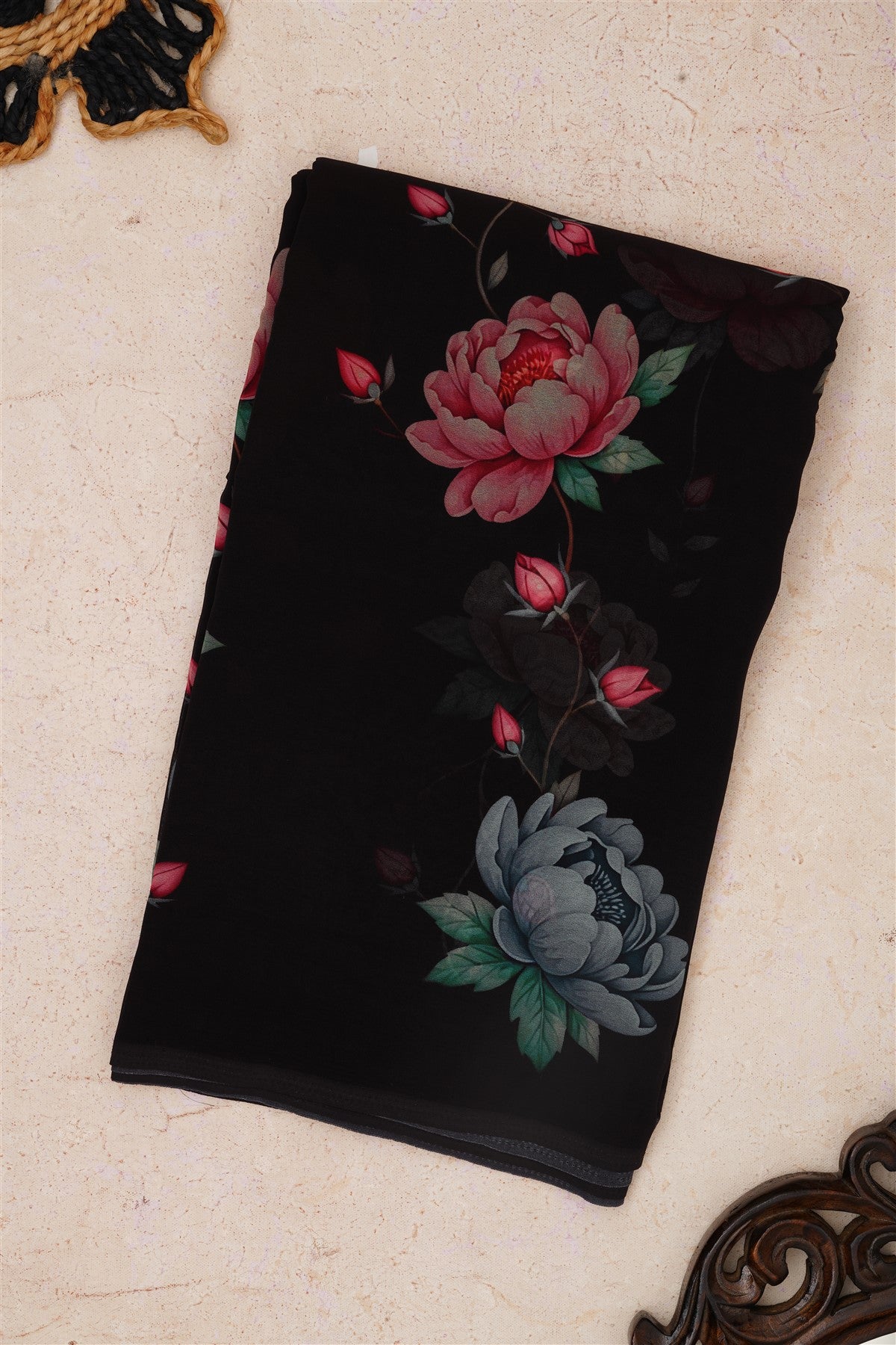 Fancy Georgette Black Saree