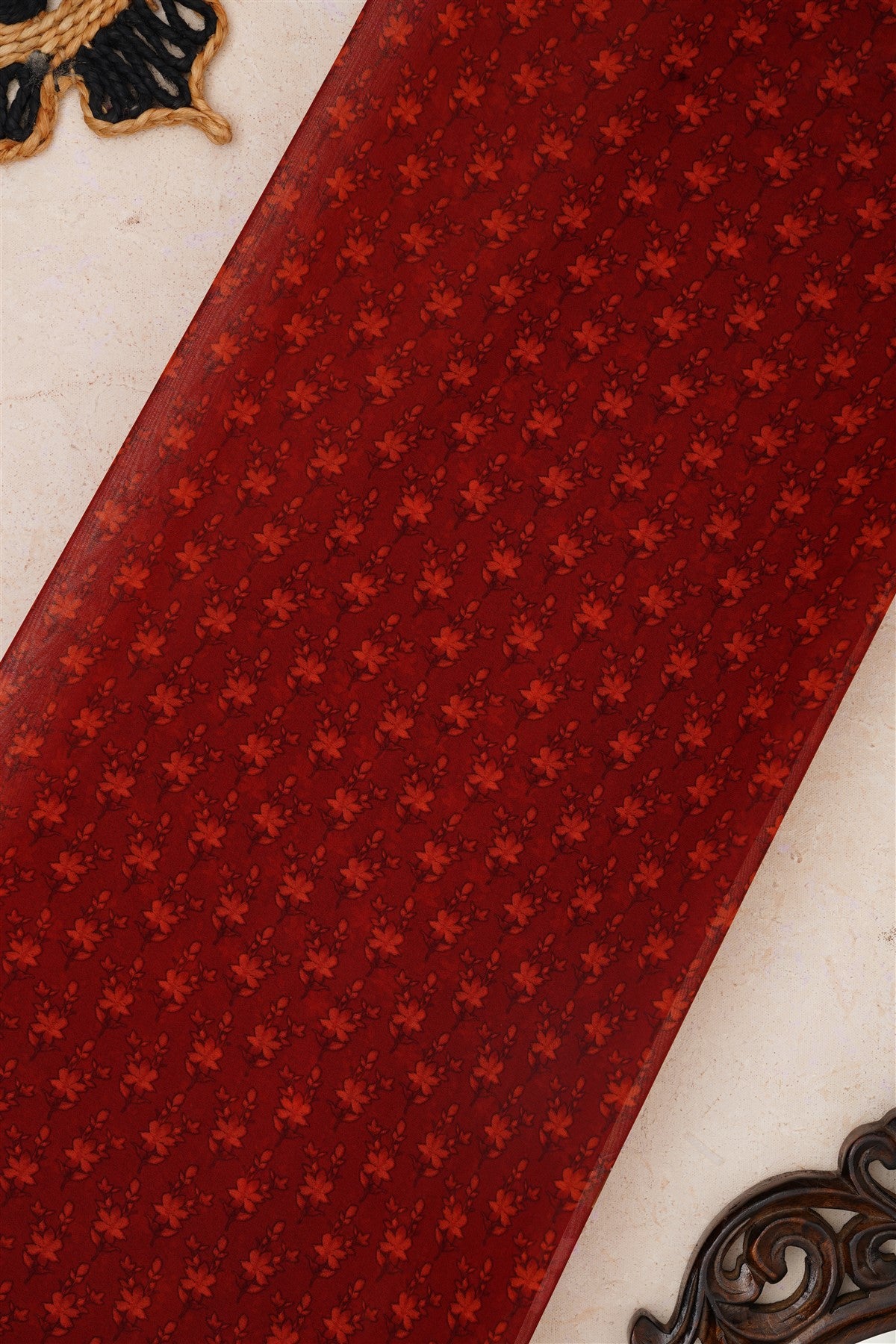 Fancy Georgette Dark Maroon Saree