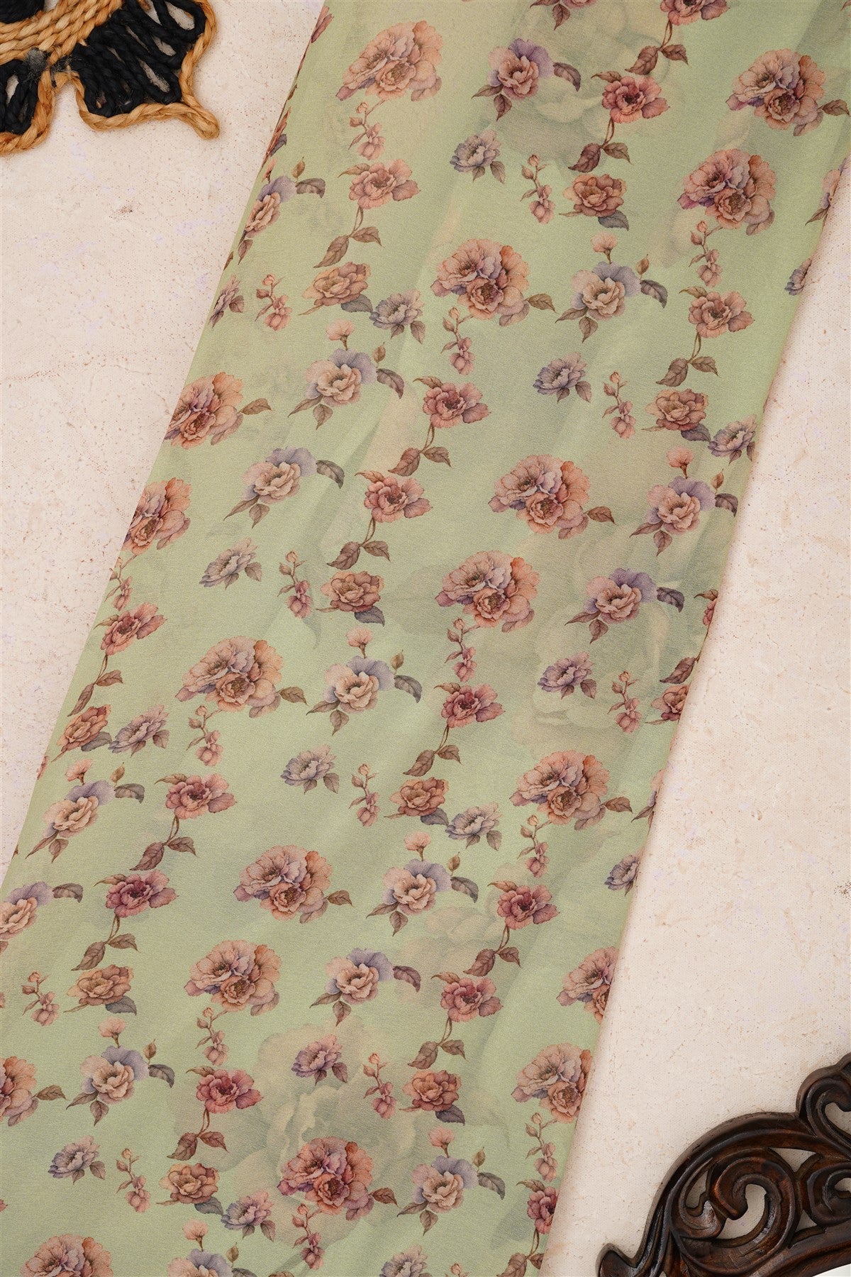 Fancy Georgette Light Green Saree