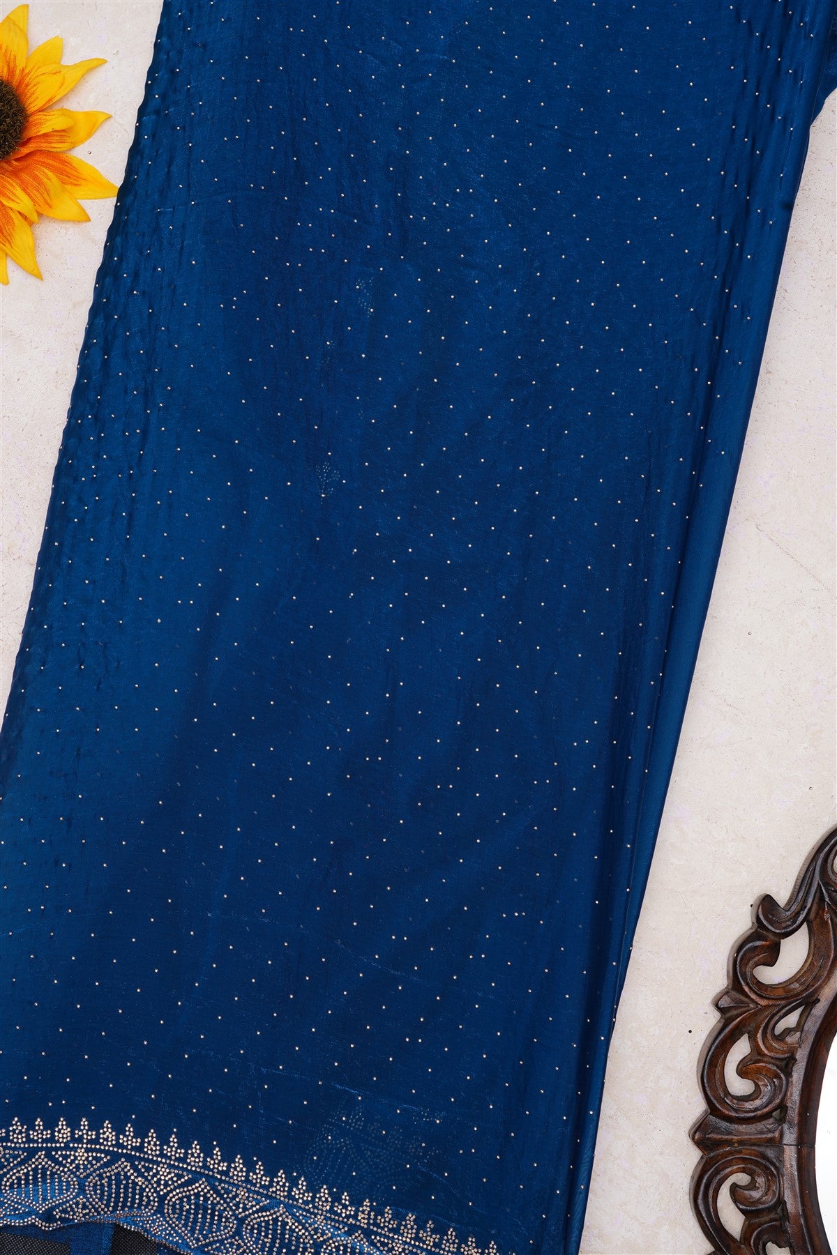 Fancy Space Silk Dark Blue Saree