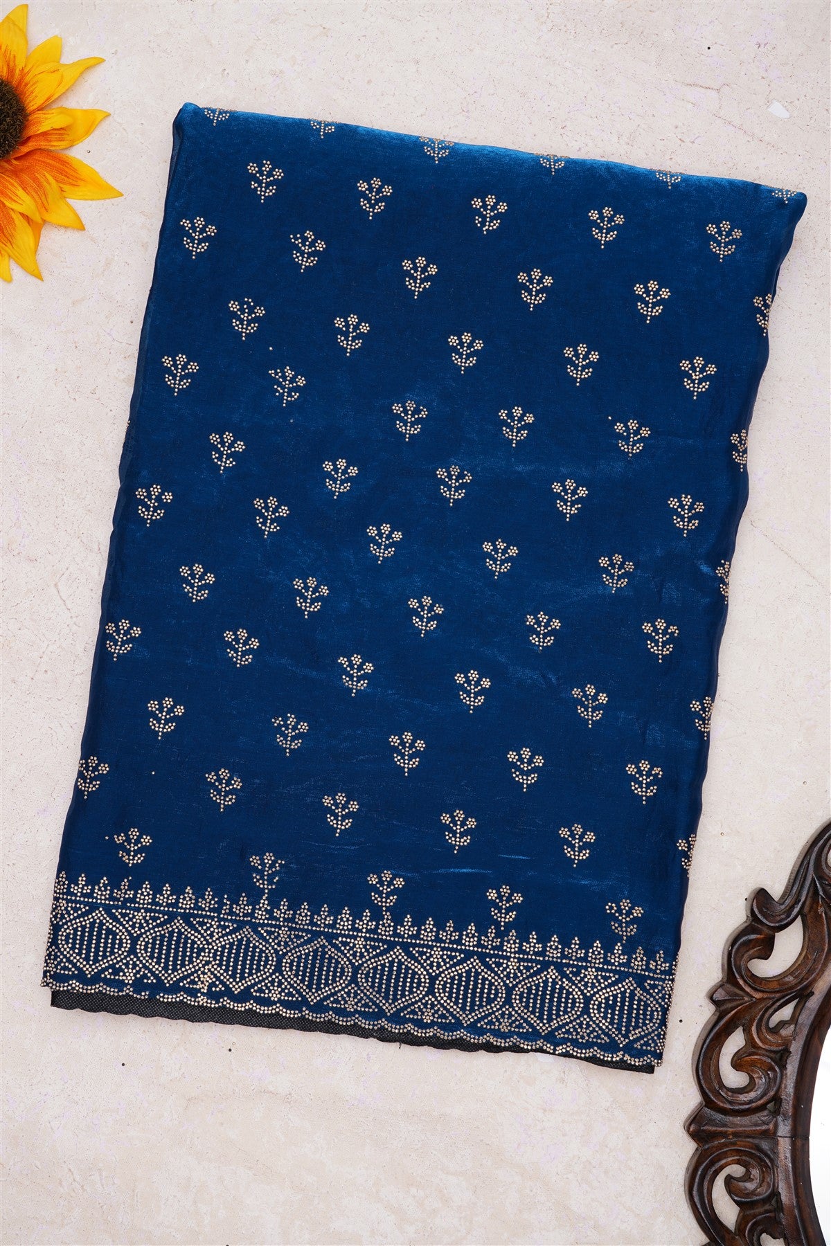 Fancy Space Silk Dark Blue Saree