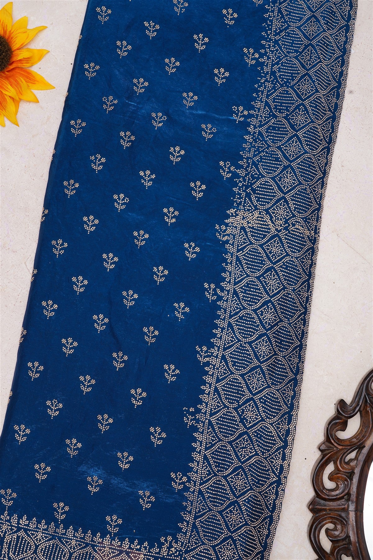 Fancy Space Silk Dark Blue Saree