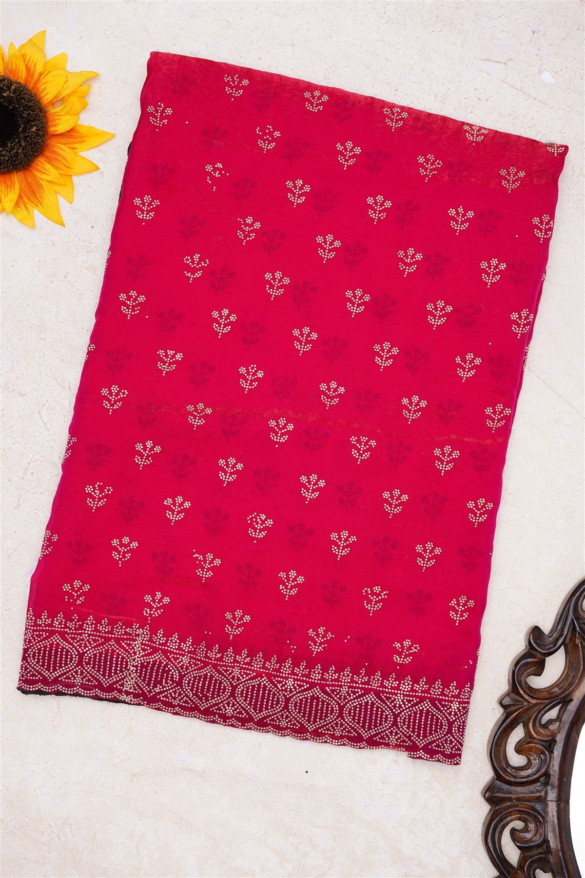 Fancy Space Silk Magenta Saree