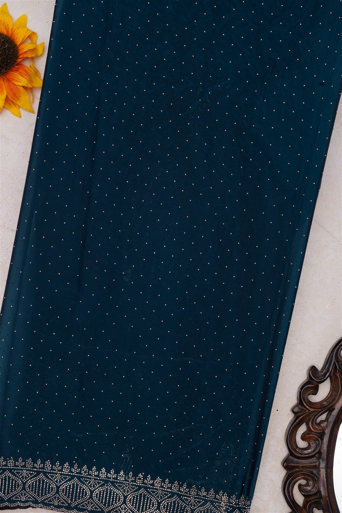 Fancy Space Silk Peacock Blue Saree