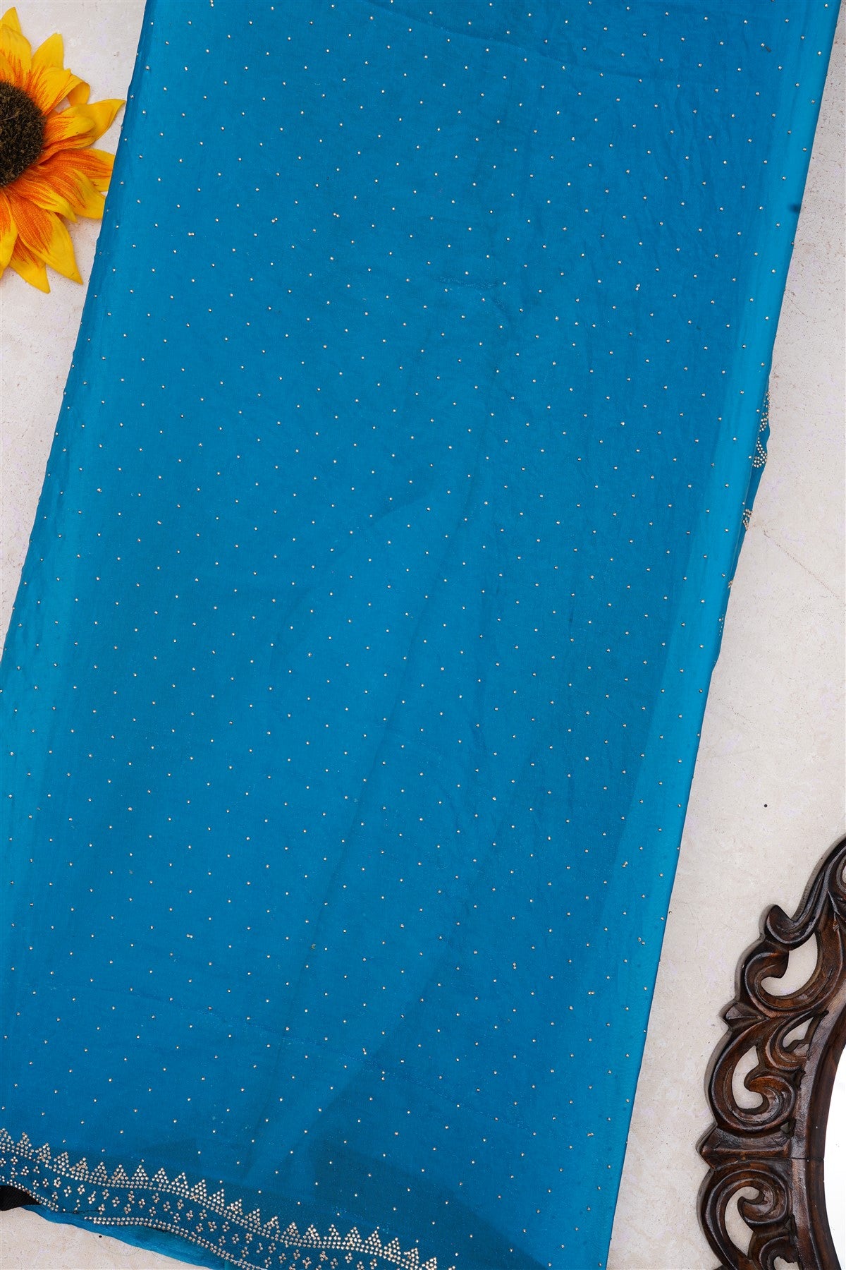 Fancy Space Silk Teal Saree