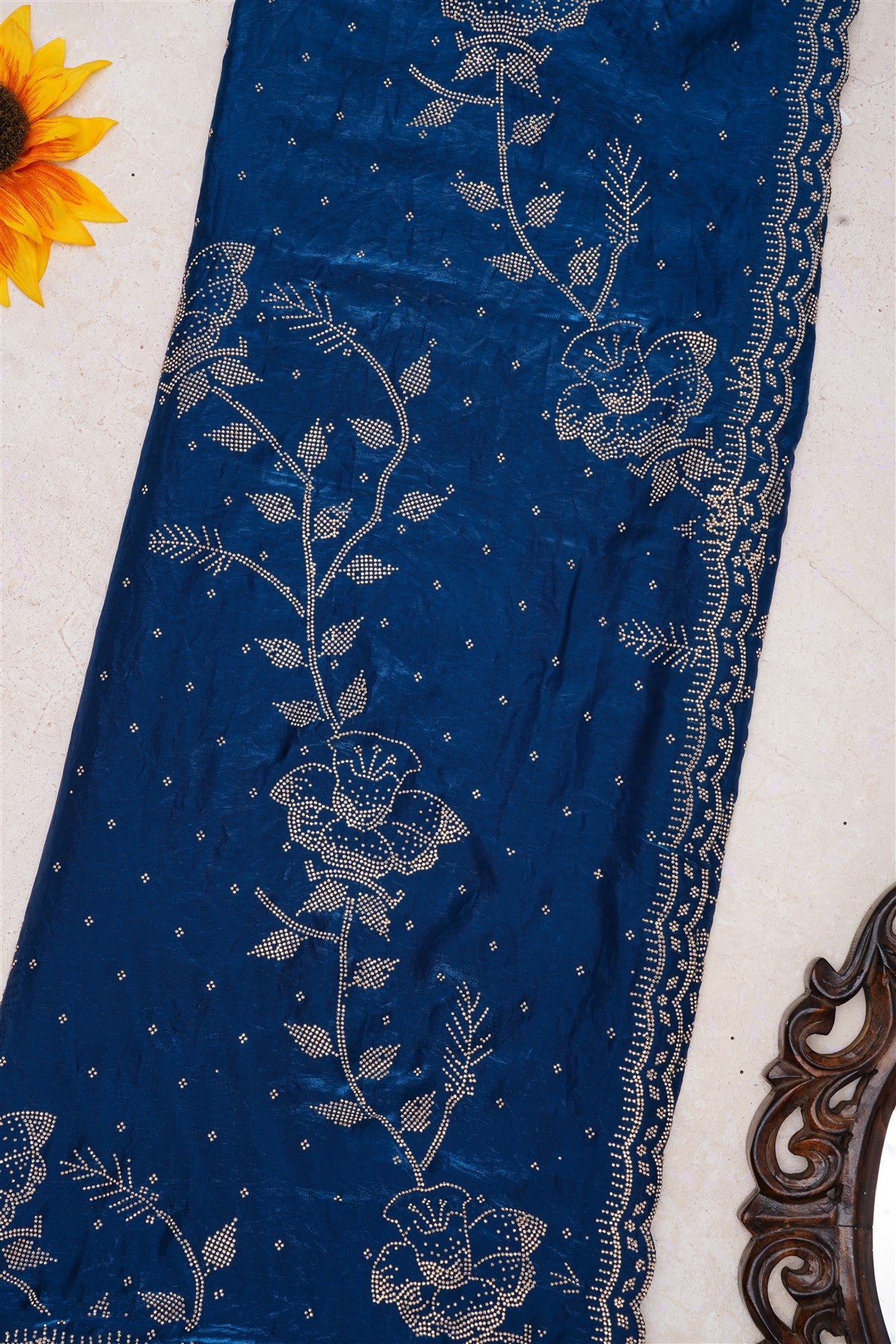 Fancy Space Silk Dark Blue Saree