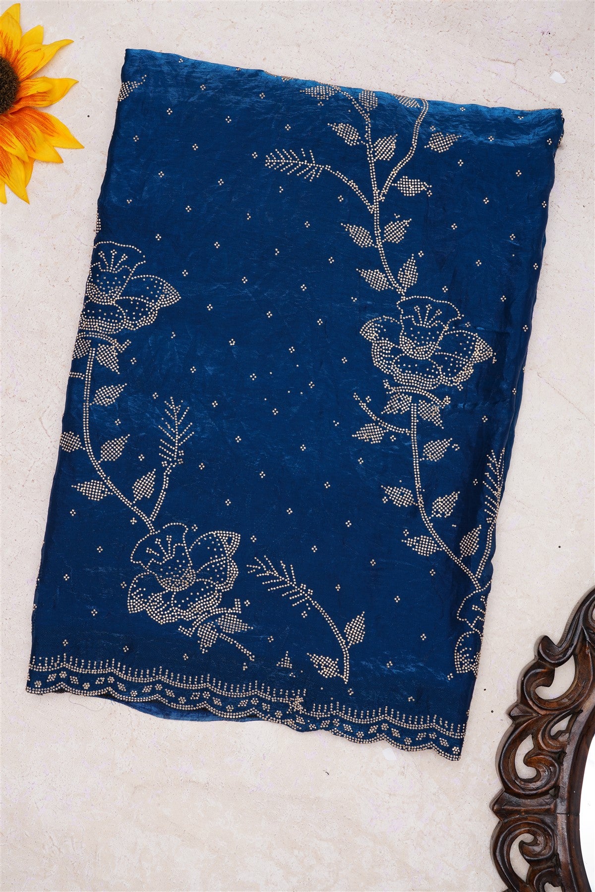 Fancy Space Silk Dark Blue Saree