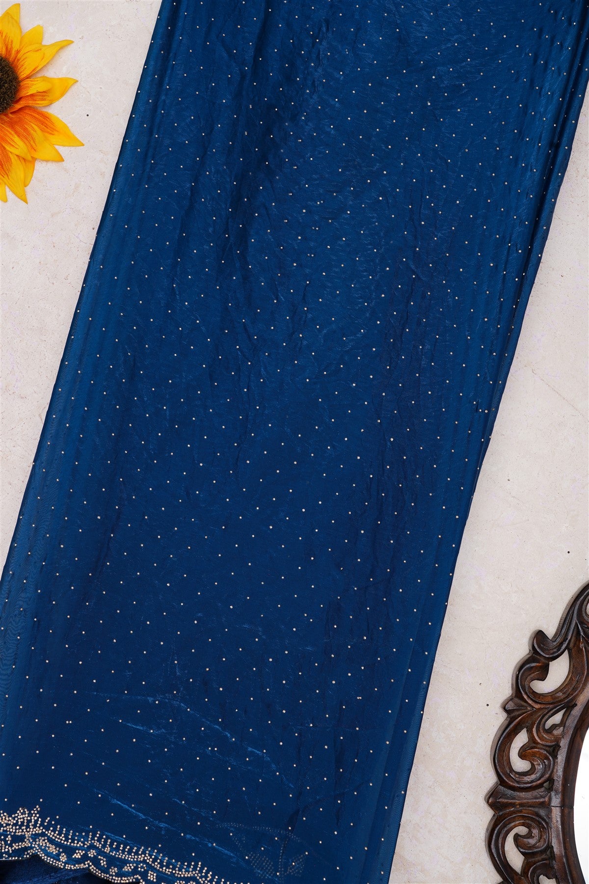 Fancy Space Silk Dark Blue Saree