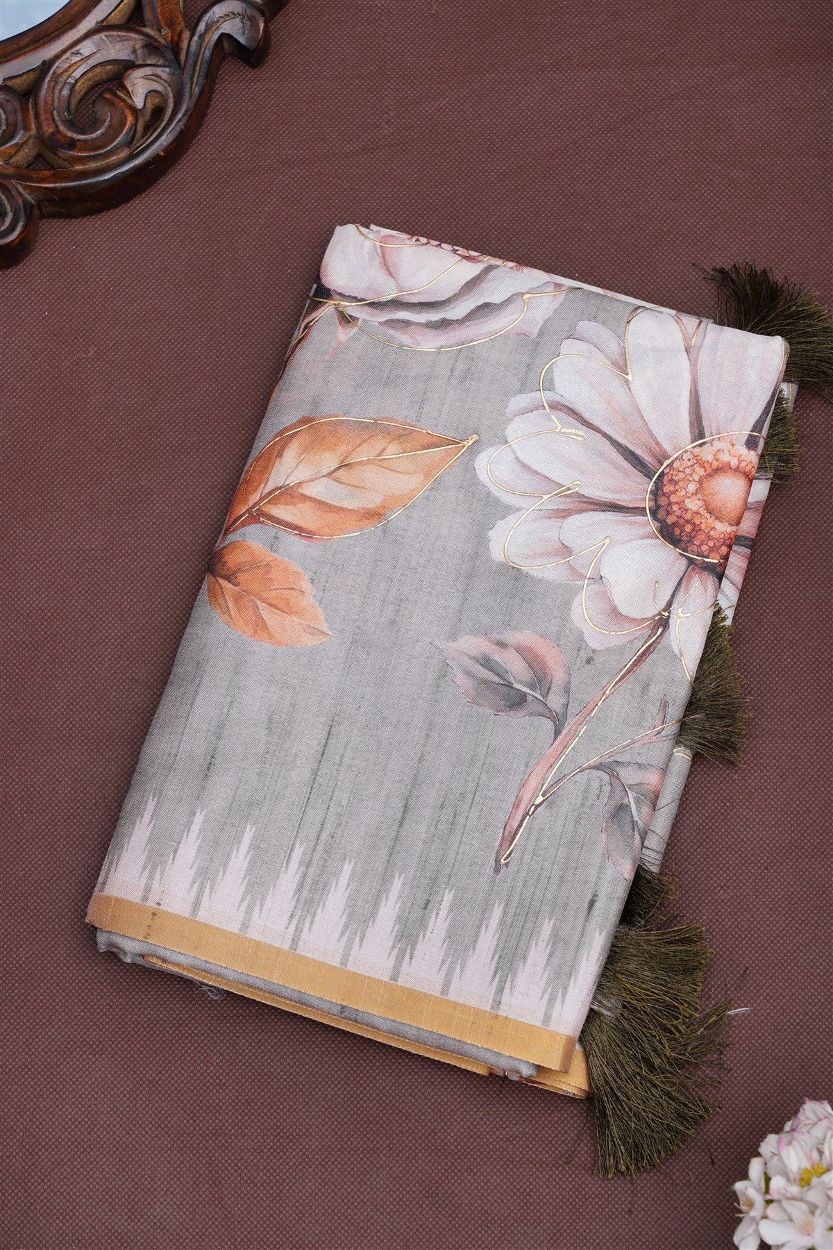 Bhagalpur Silk Blend Light Olive Green Saree
