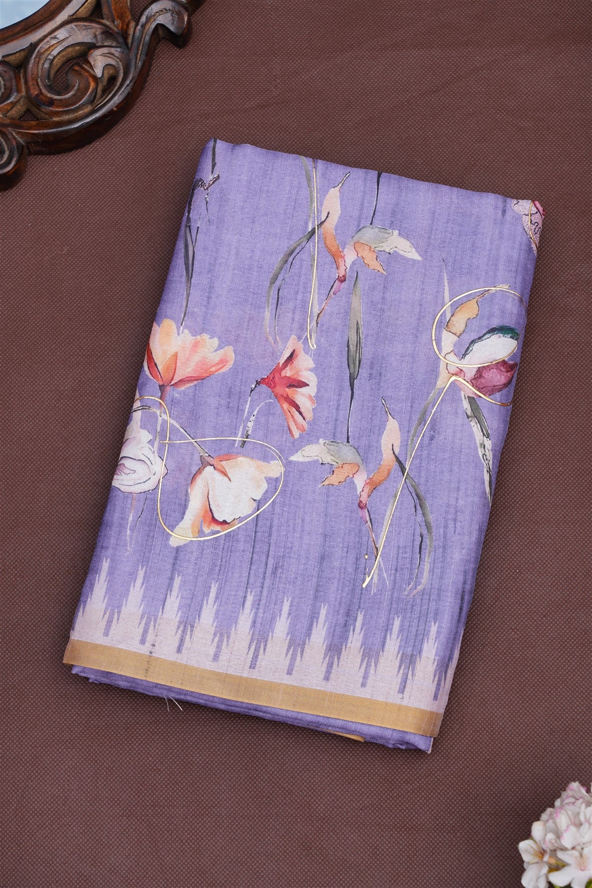 Fancy Silk Blend Lavender Saree