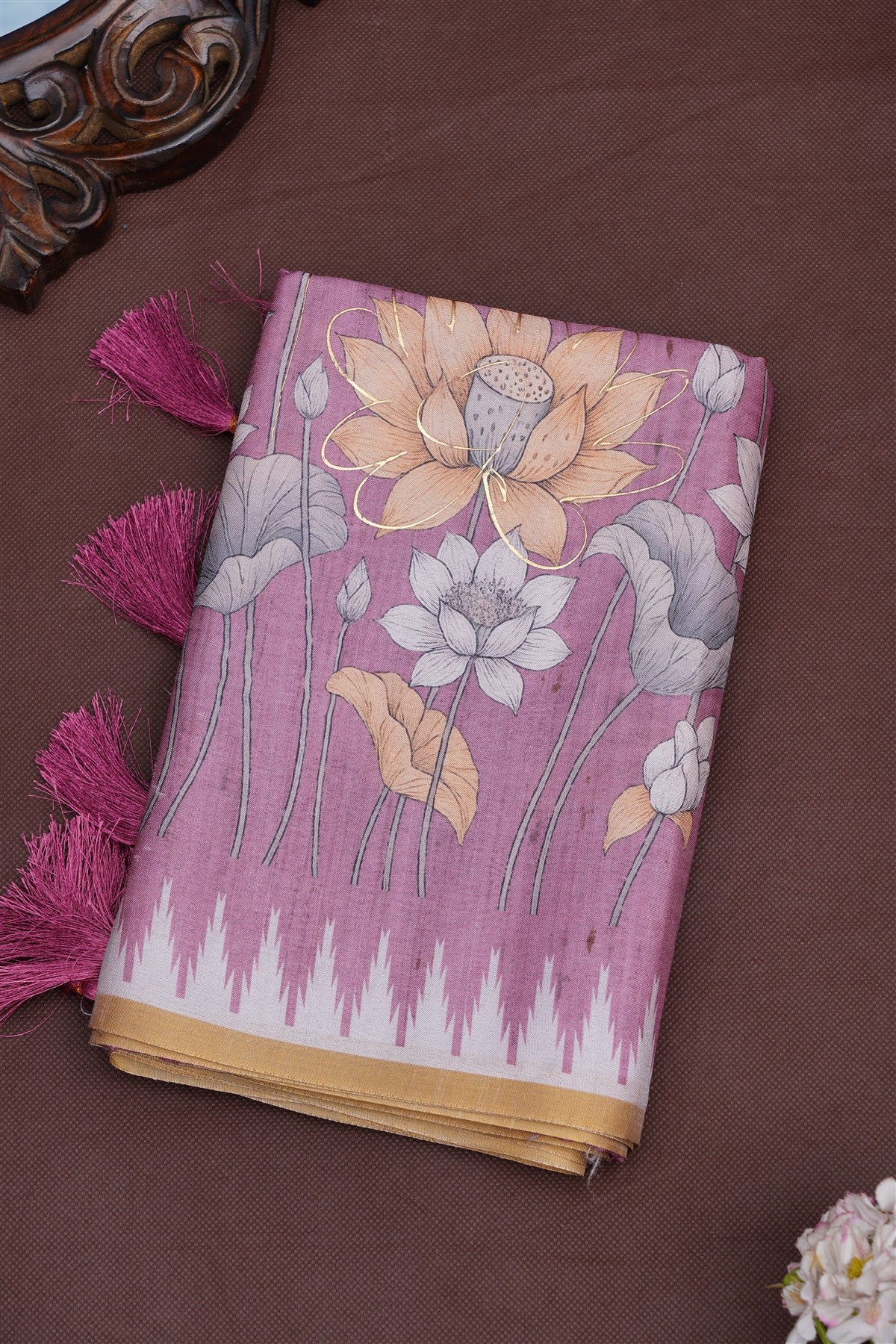 Fancy Silk Blend Light Purple Saree