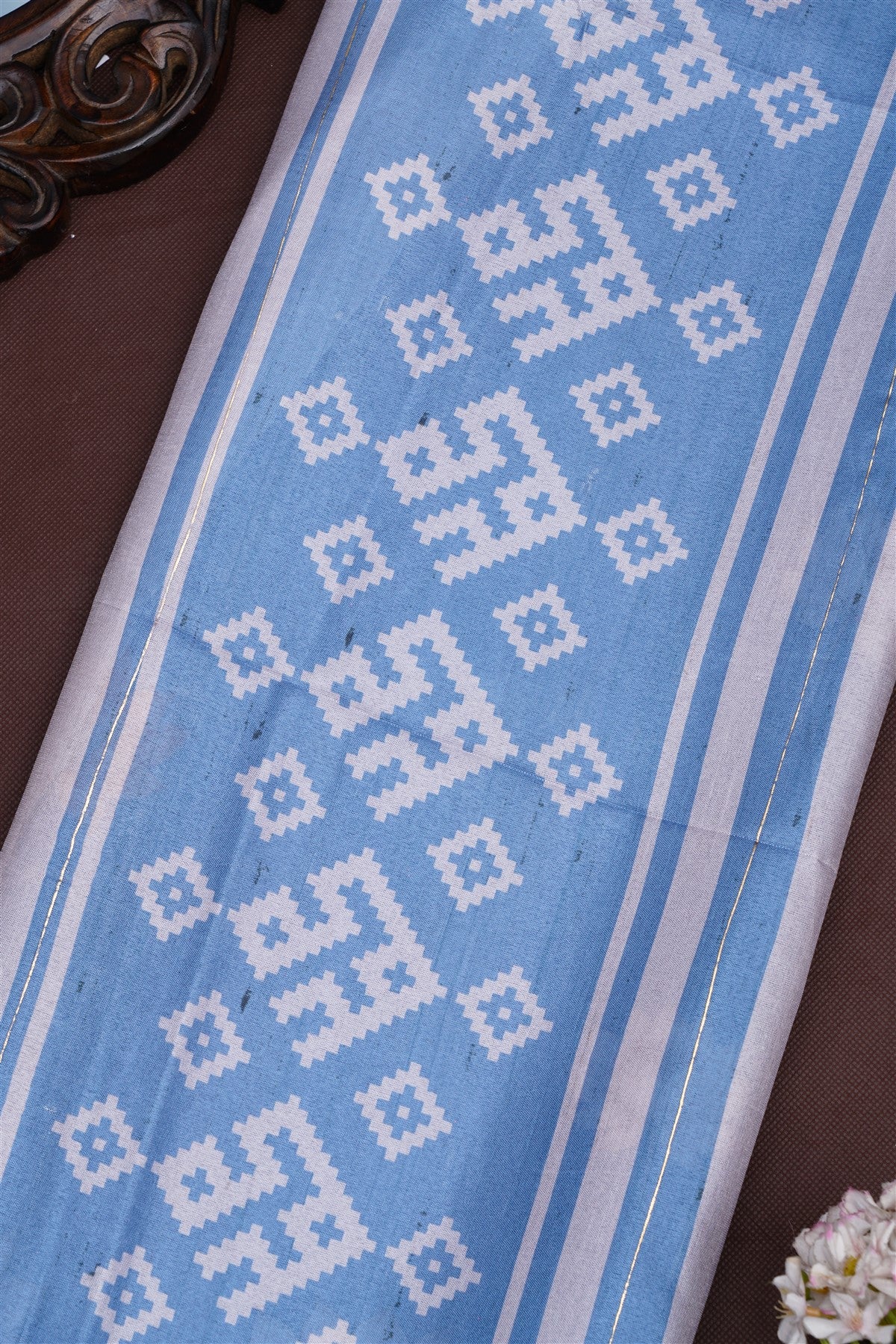 Fancy Silk Blend Slate Blue Saree