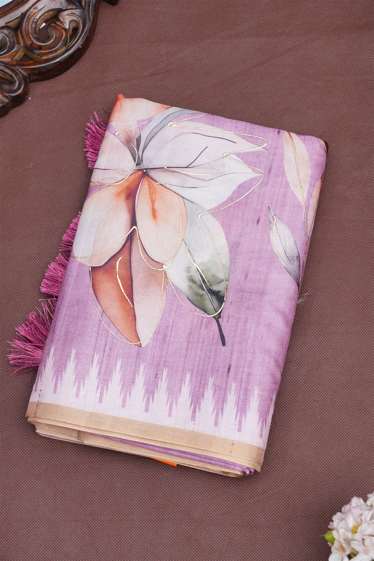 Fancy Silk Blend Light Purple Saree