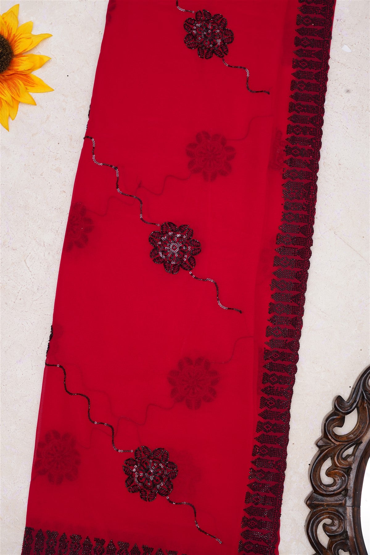 Fancy Georgette Dark Pink Saree