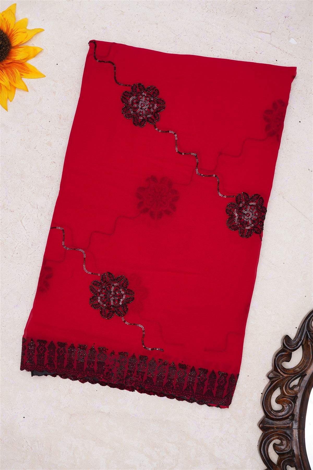 Fancy Georgette Dark Pink Saree