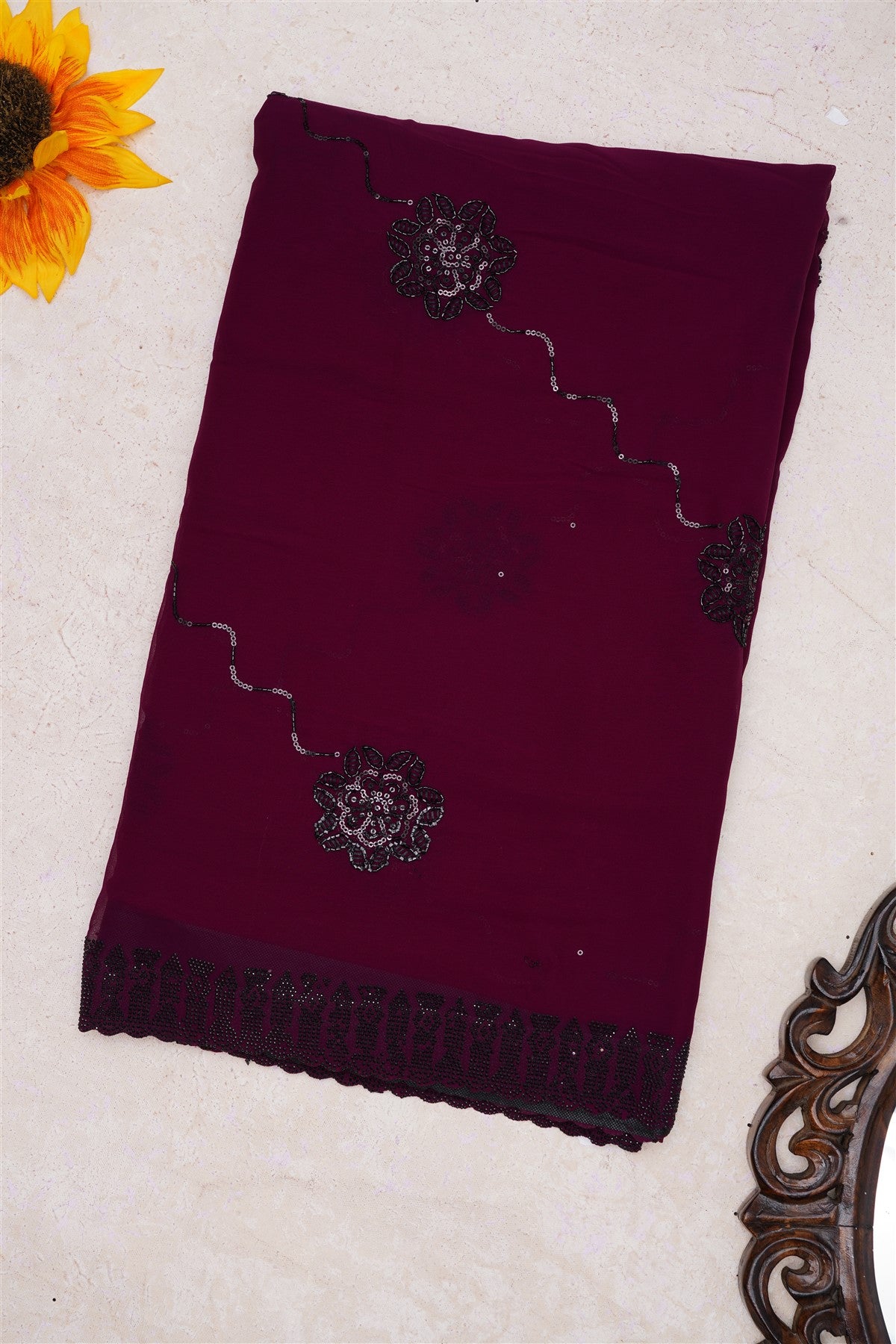 Fancy Georgette Purple Saree